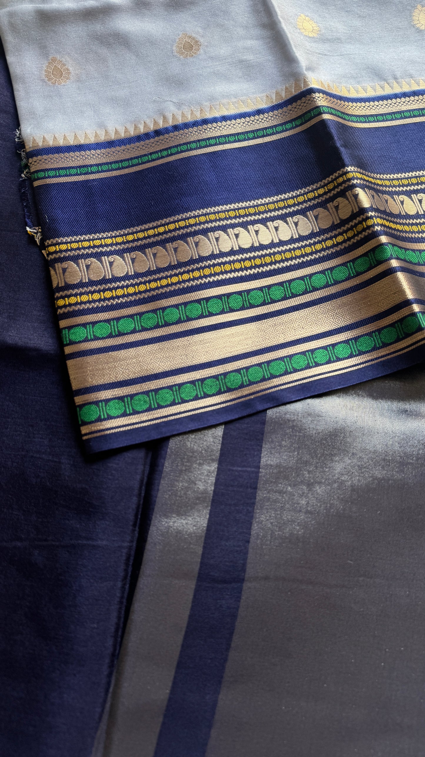 Blue Dark Blue - Banarasi Semi Katan Silk
