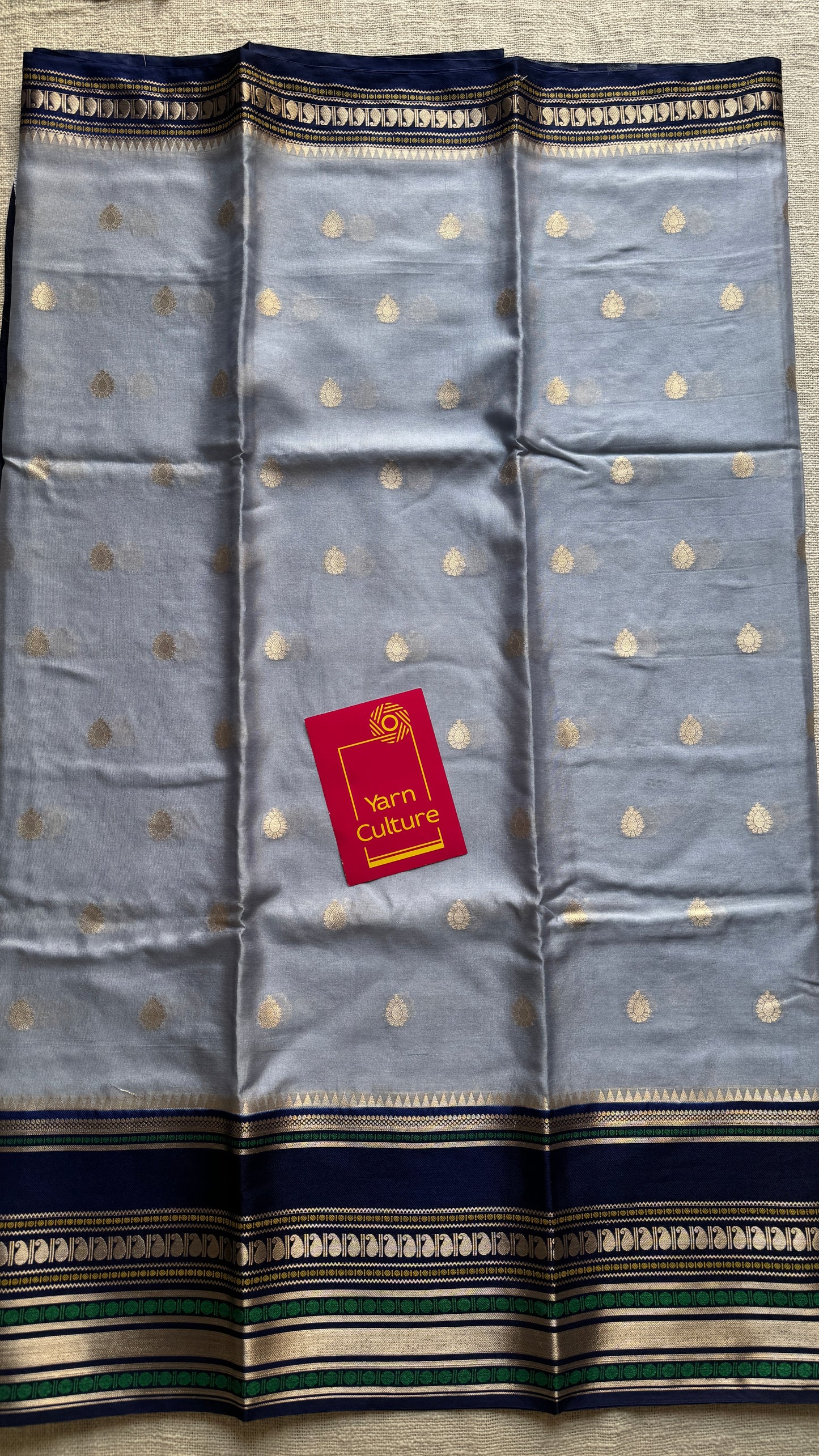 Blue Dark Blue - Banarasi Semi Katan Silk