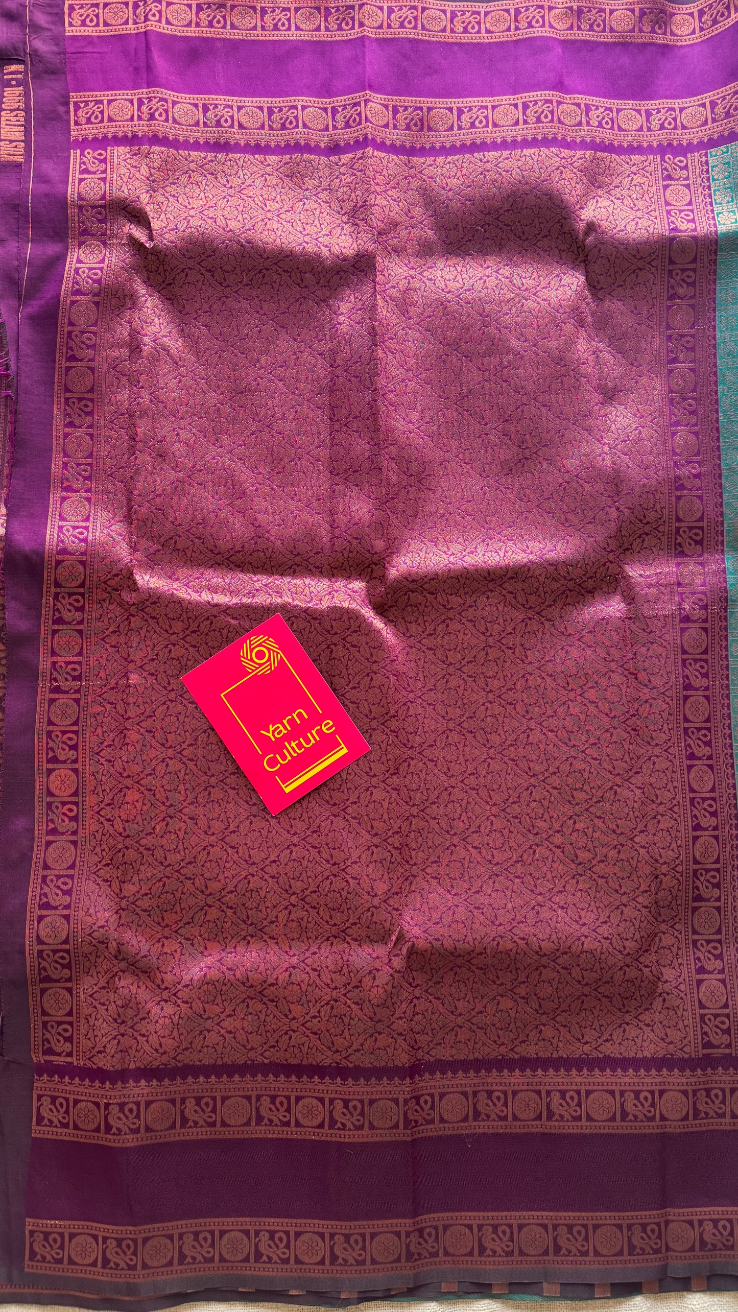 Teal with Purple- Brocade Semi Silk