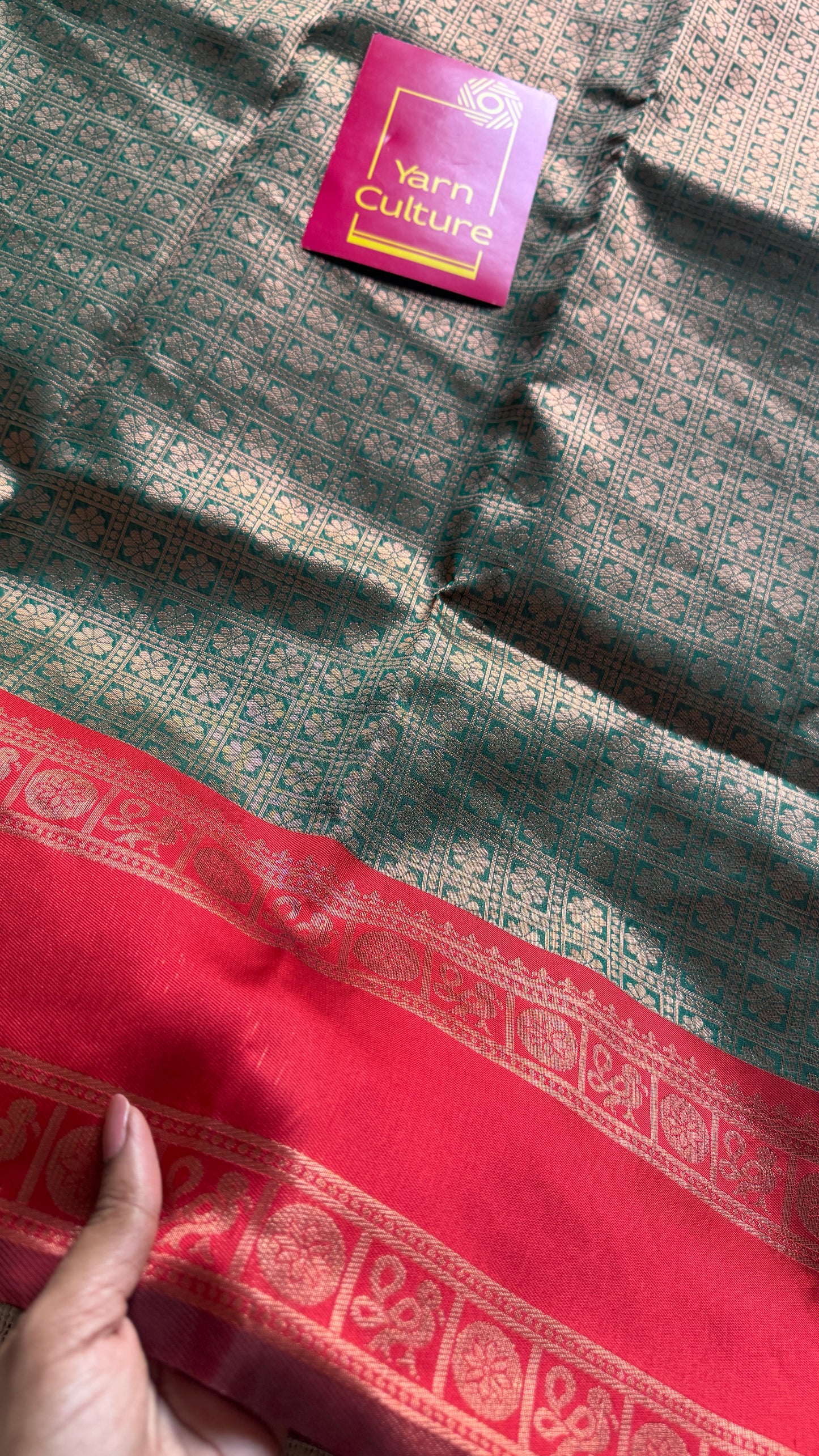 Green Red - Brocade Semi Silk