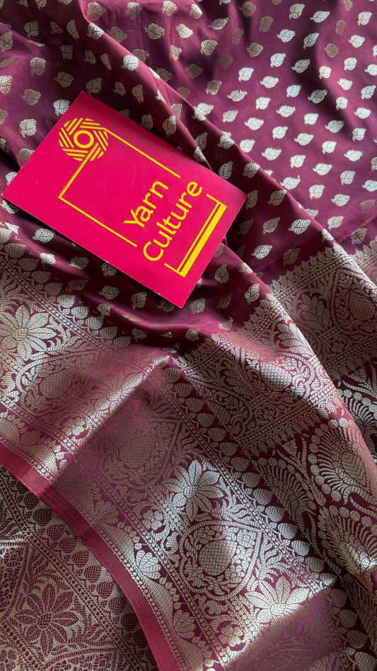 Maroon Wine - Banarasi Semi Katan Silk - YCBLSK04