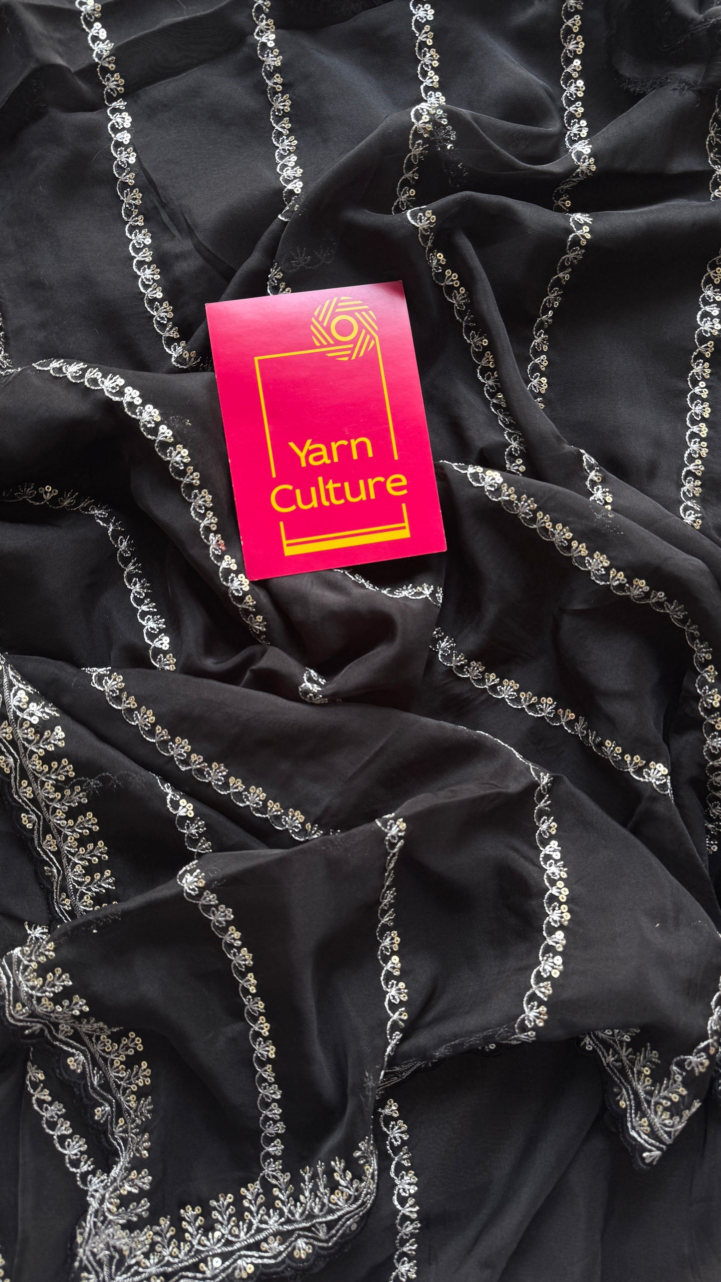 Black Sequin Work - Soft Organza YCOWMX03