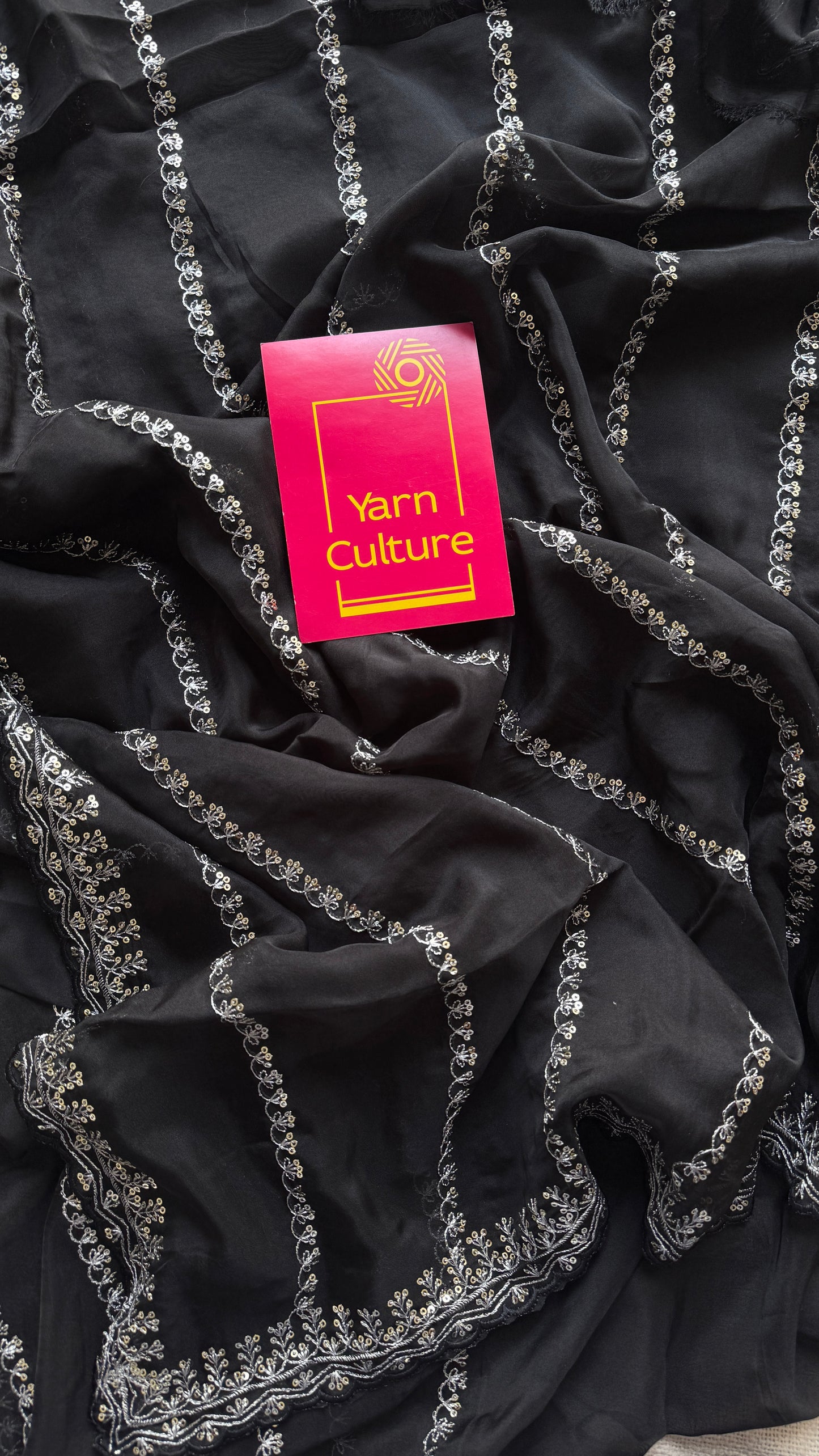Black Sequin Work - Soft Organza YCOWMX03