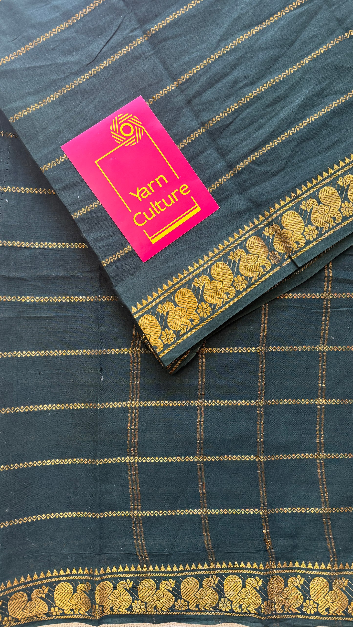 Dark Green Veldhari Pattern - Madurai Soft Cotton - YCVK21