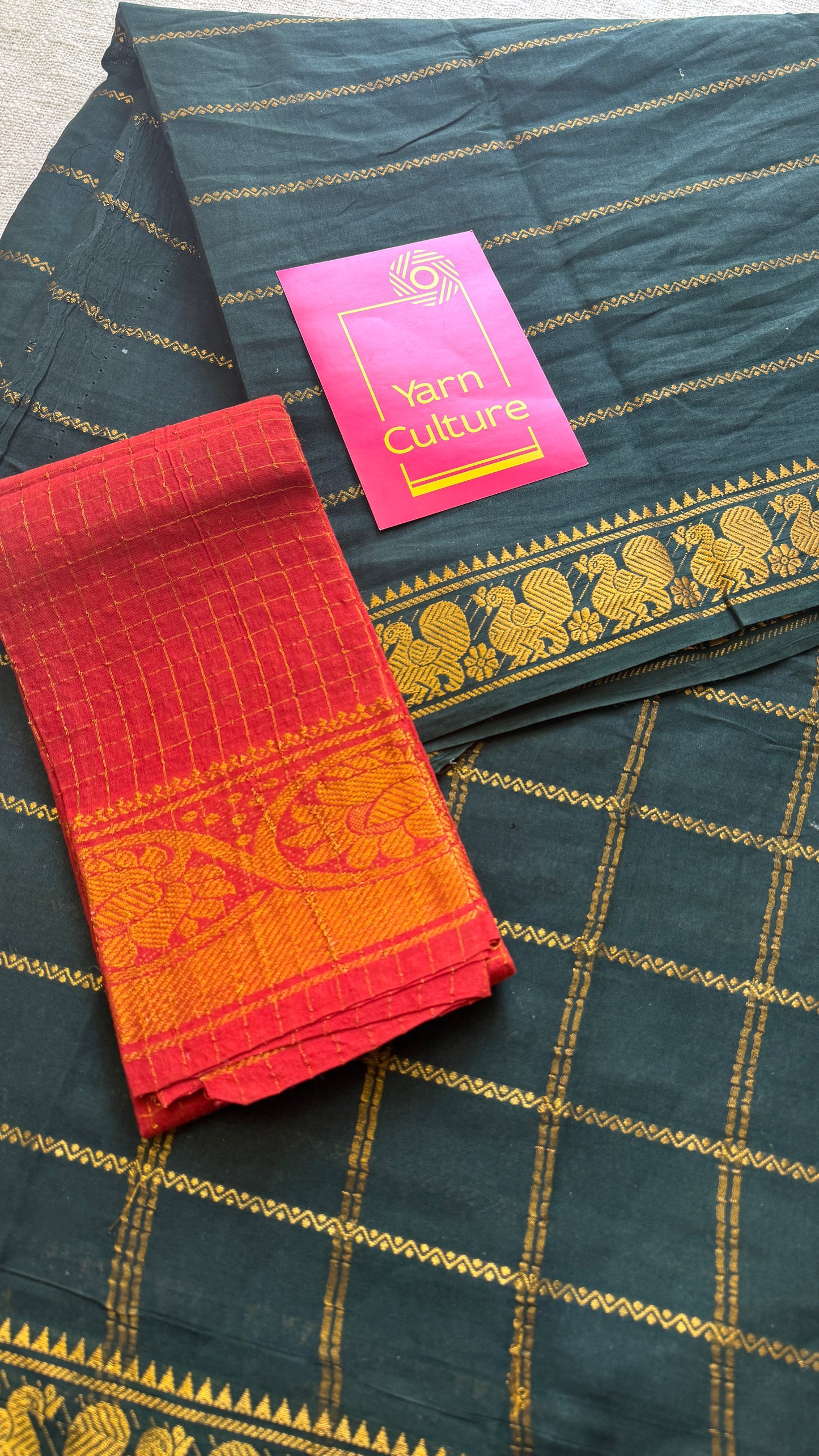 Dark Green Veldhari Pattern - Madurai Soft Cotton - YCVK21