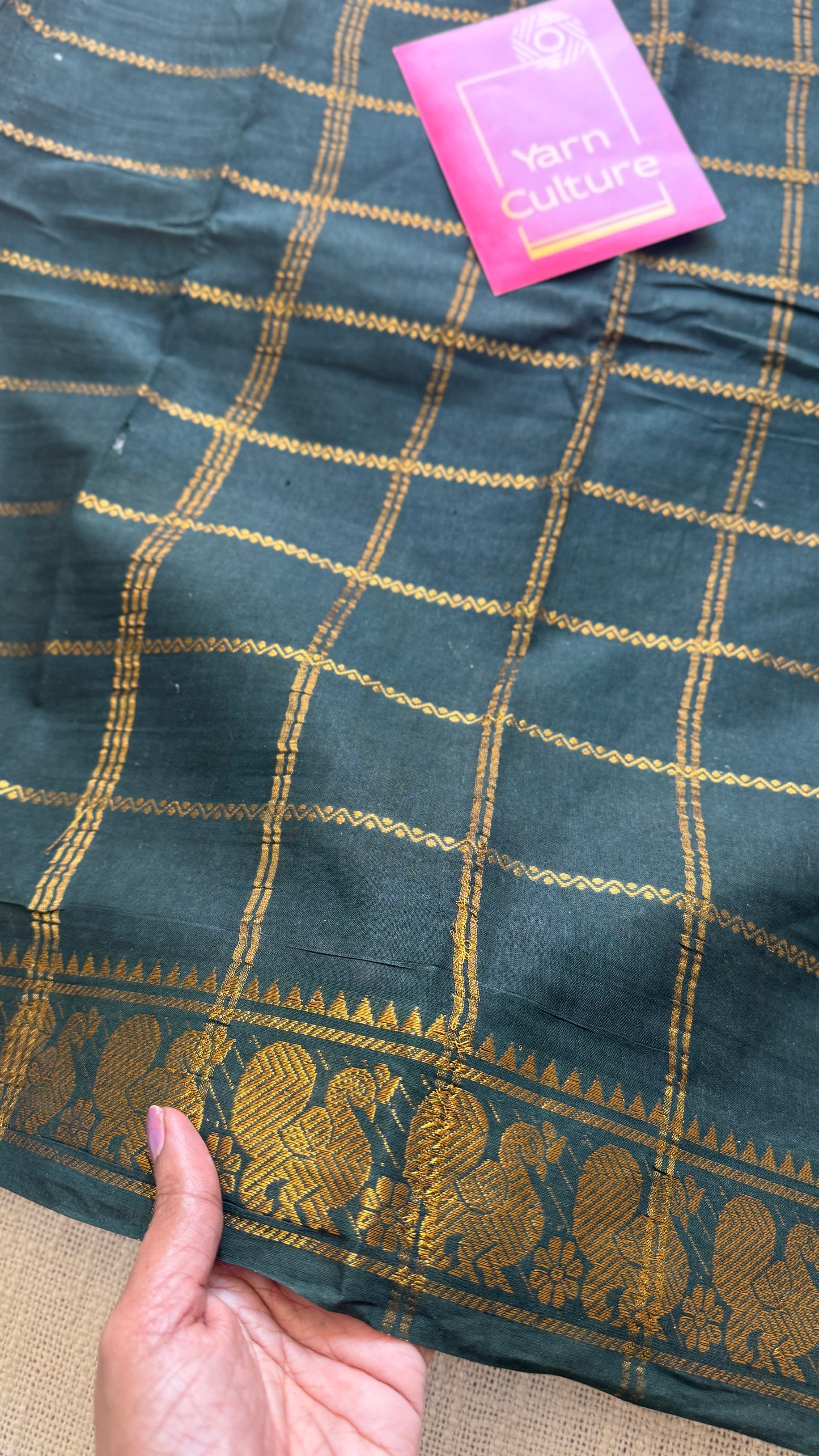 Dark Green Veldhari Pattern - Madurai Soft Cotton - YCVK21