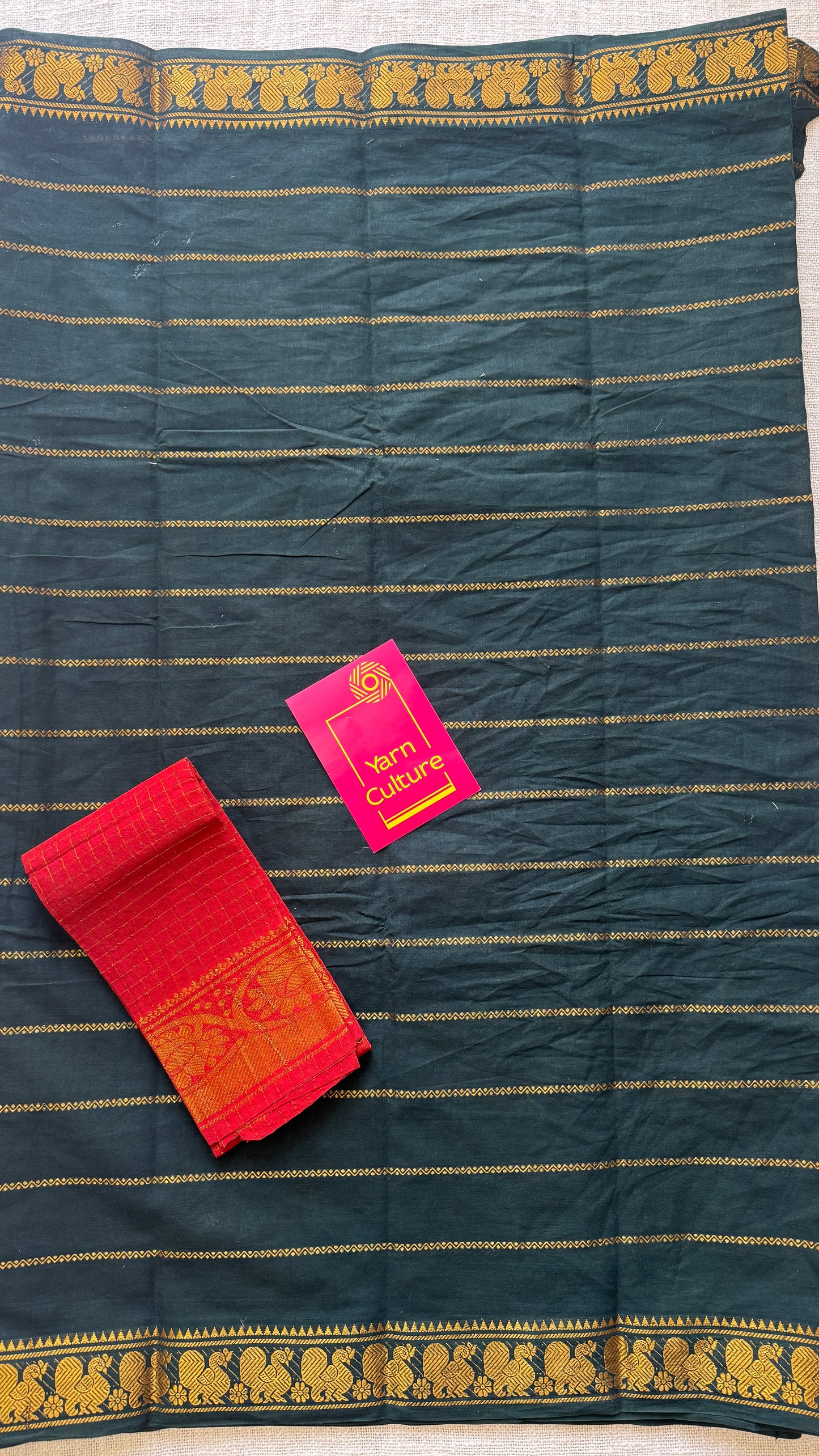 Dark Green Veldhari Pattern - Madurai Soft Cotton - YCVK21