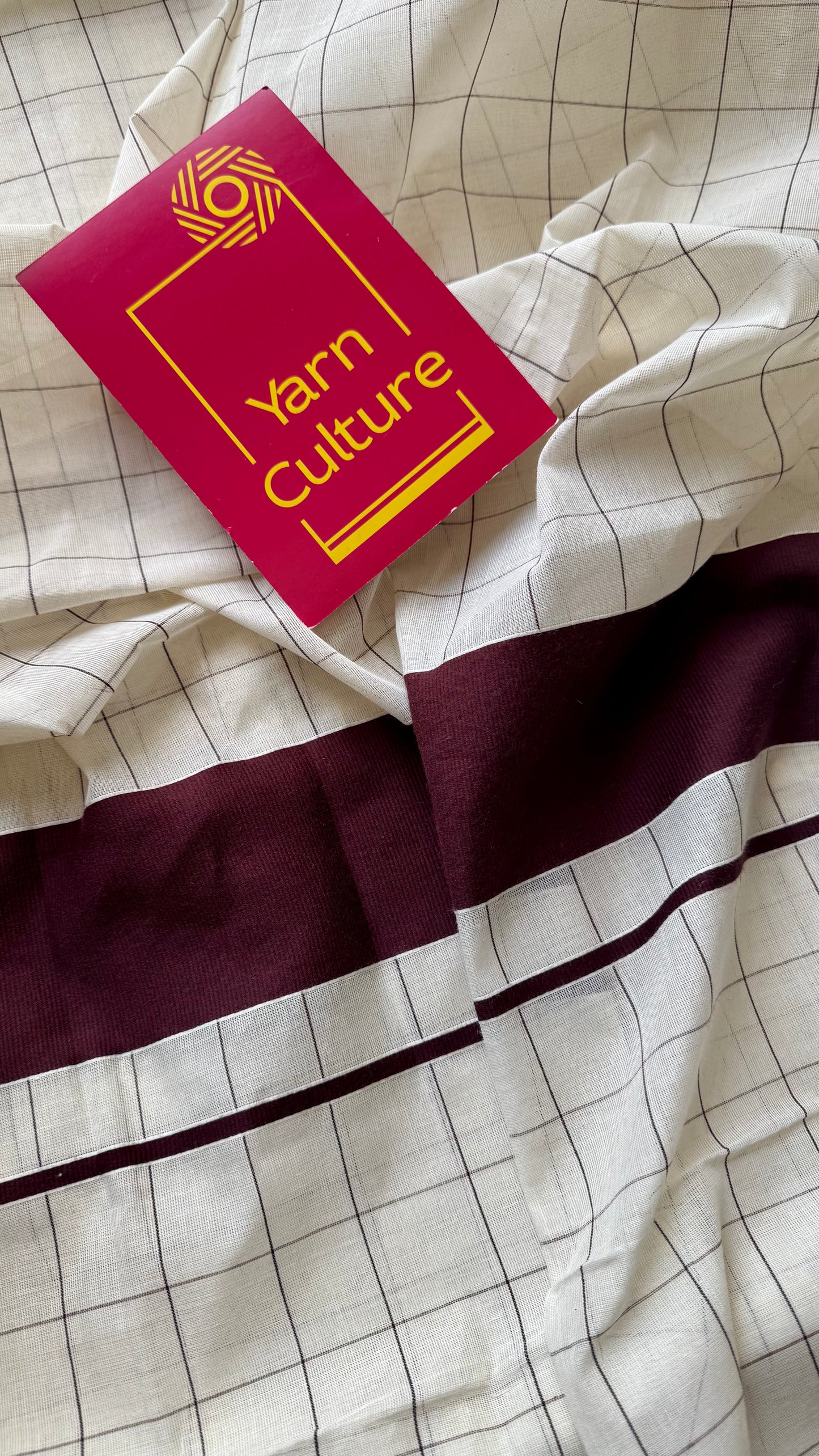 Ivory and brown checks, kerala cotton - YCON25KCPC71