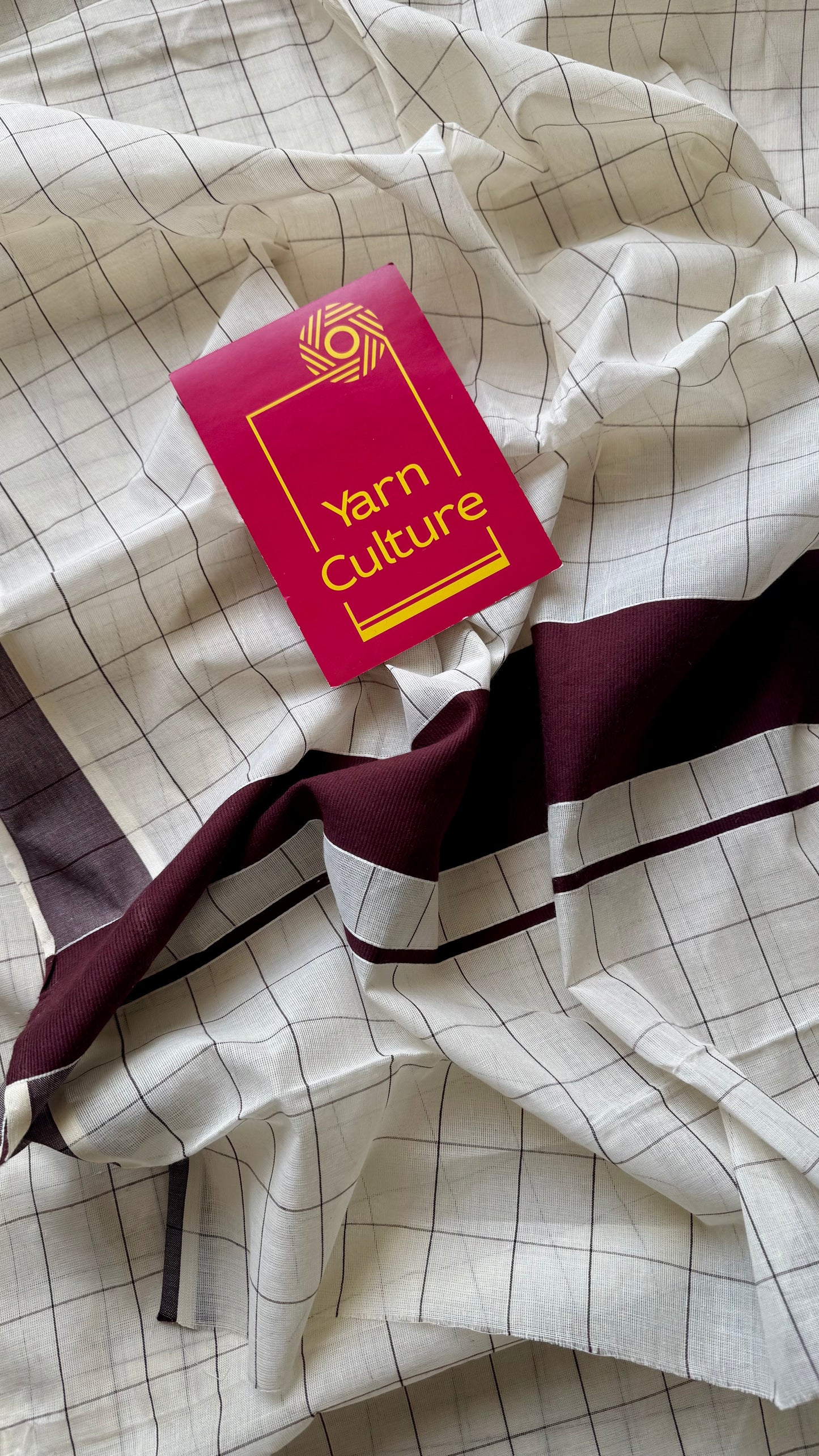 Ivory and brown checks, kerala cotton - YCON25KCPC71