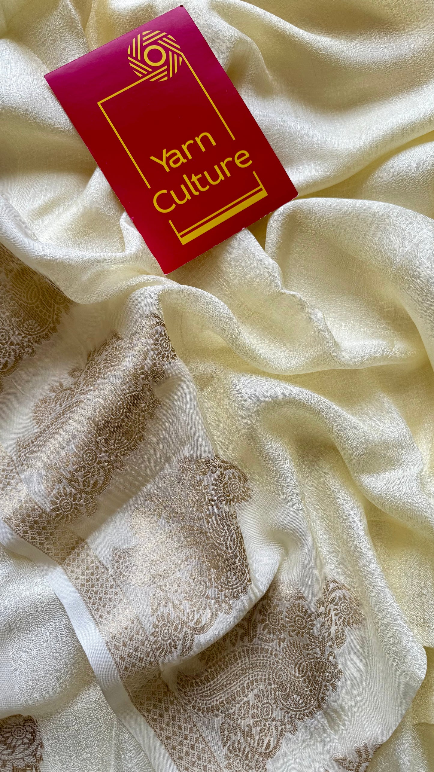 Cream & gold viscose khadi silk - with violet contrast blouse - YCON25DOS04