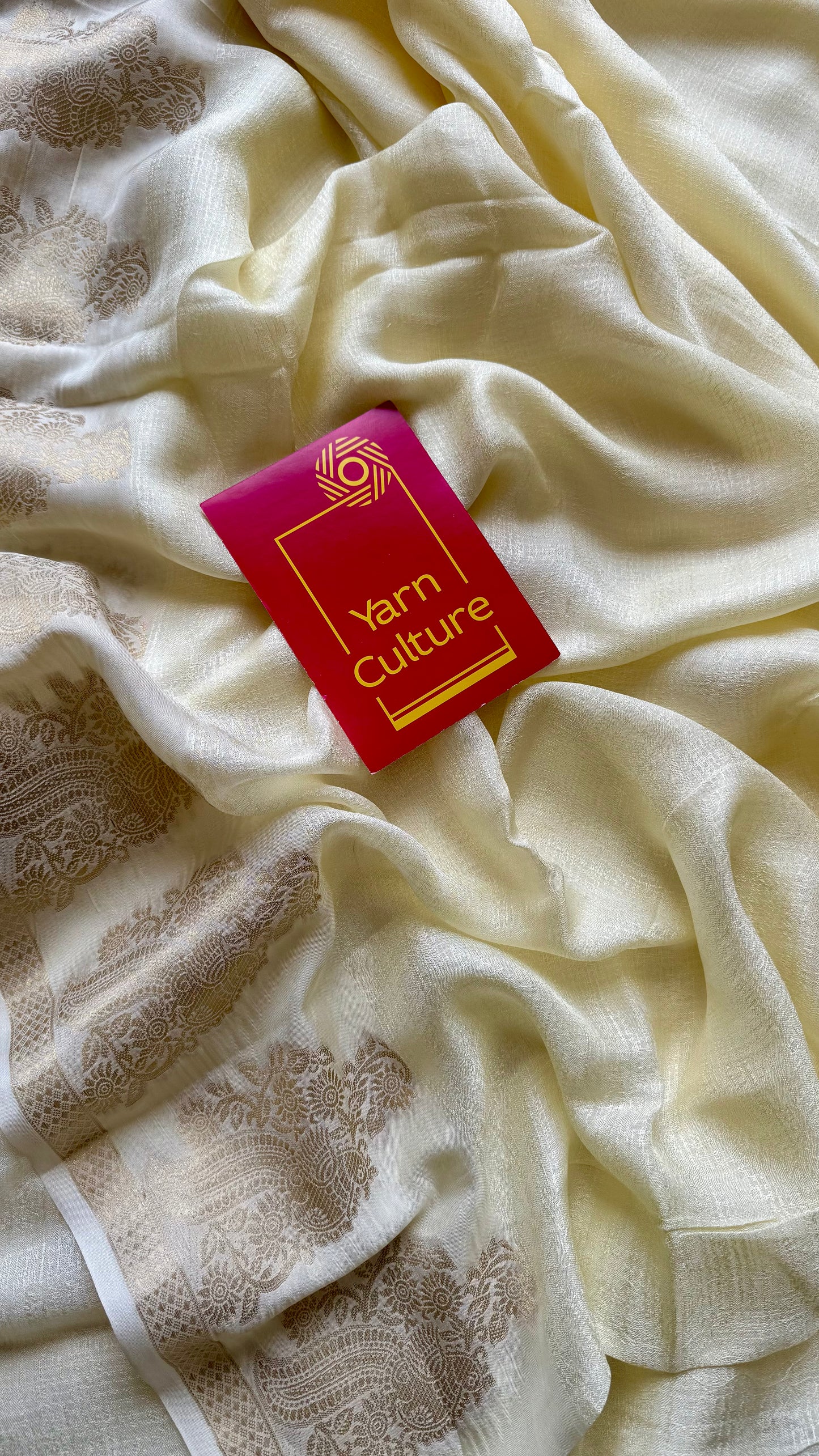 Cream & gold viscose khadi silk - with violet contrast blouse - YCON25DOS04