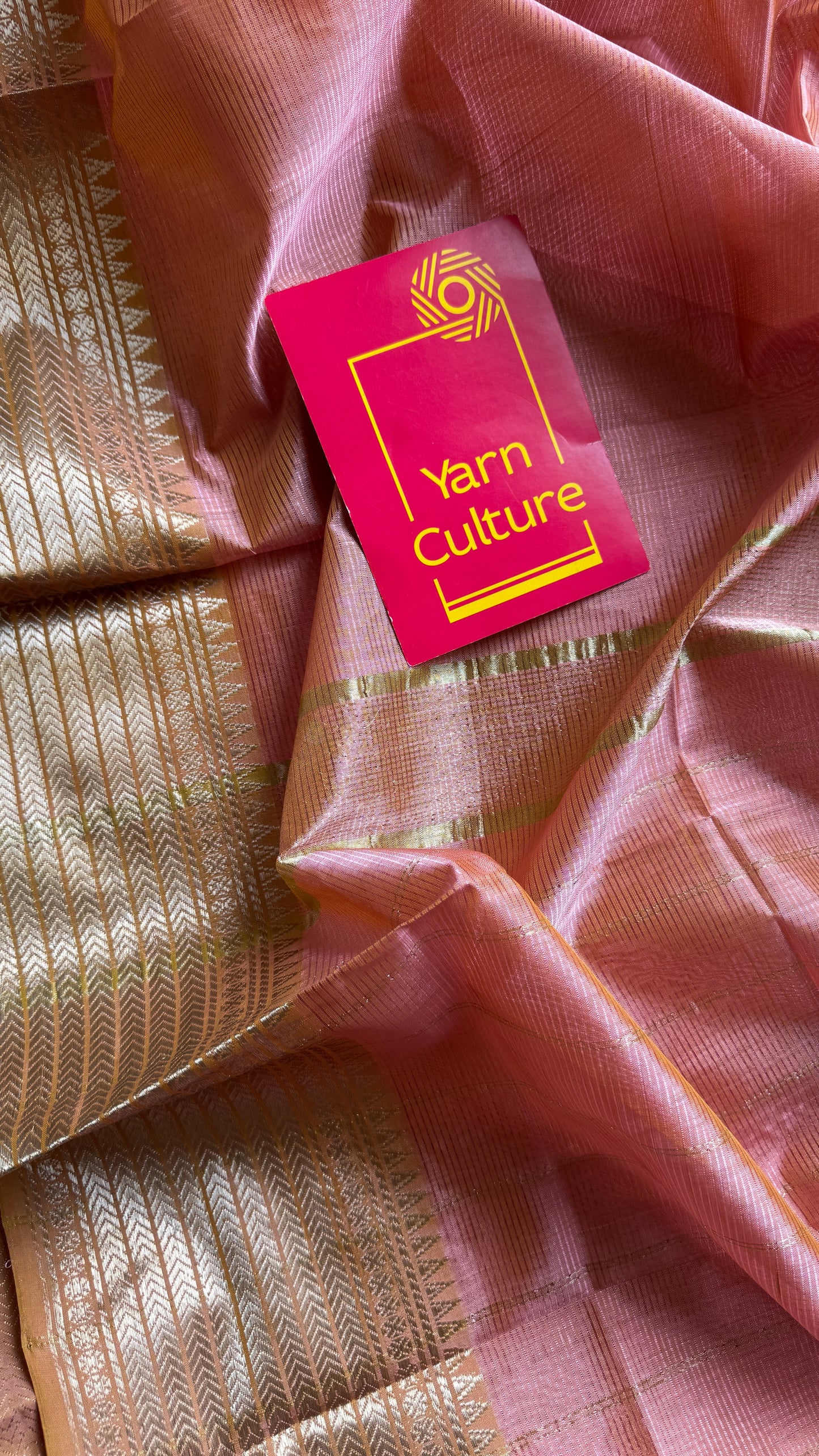Peach pink with silver woven zari border, mangalgiri silk cotton, handwoven, soft, light weight- YCWOTDMSCM06