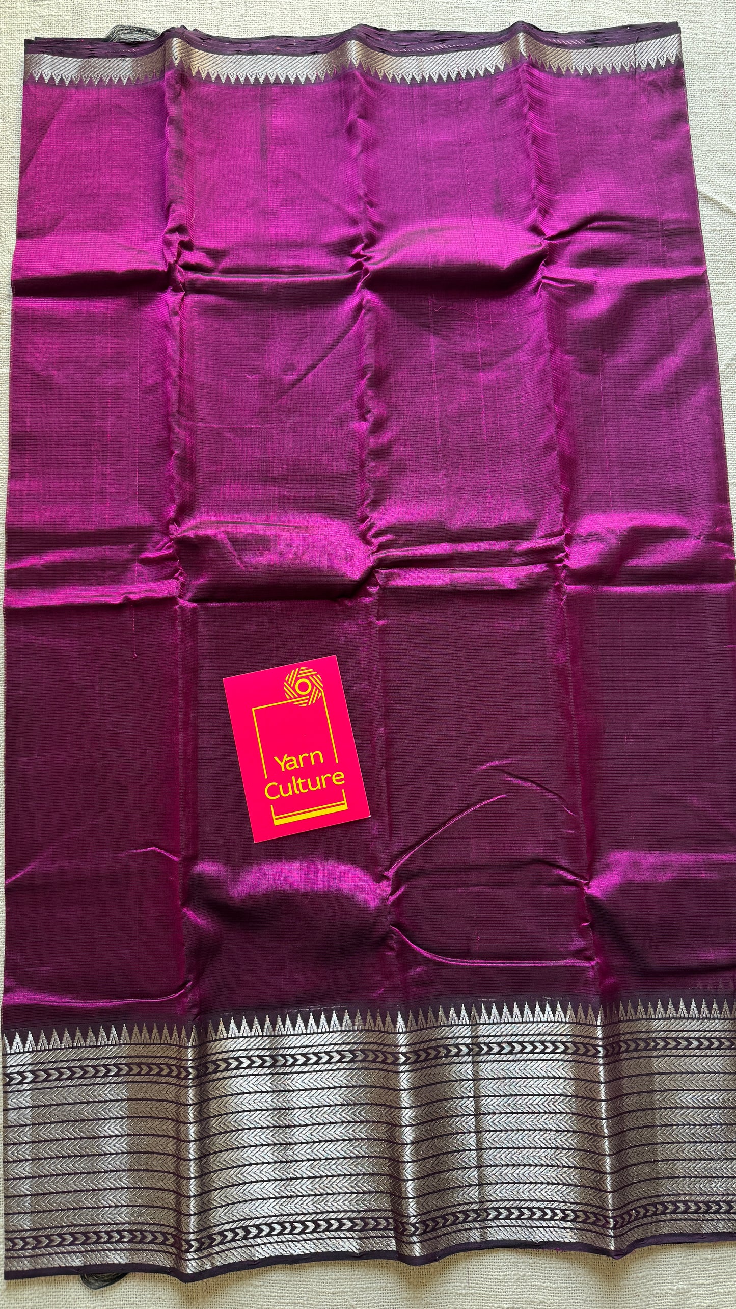 Purple pink (vadamalli) with silver woven zari border, mangalgiri silk cotton, handwoven, soft, light weight- YCWOTDMSCM07