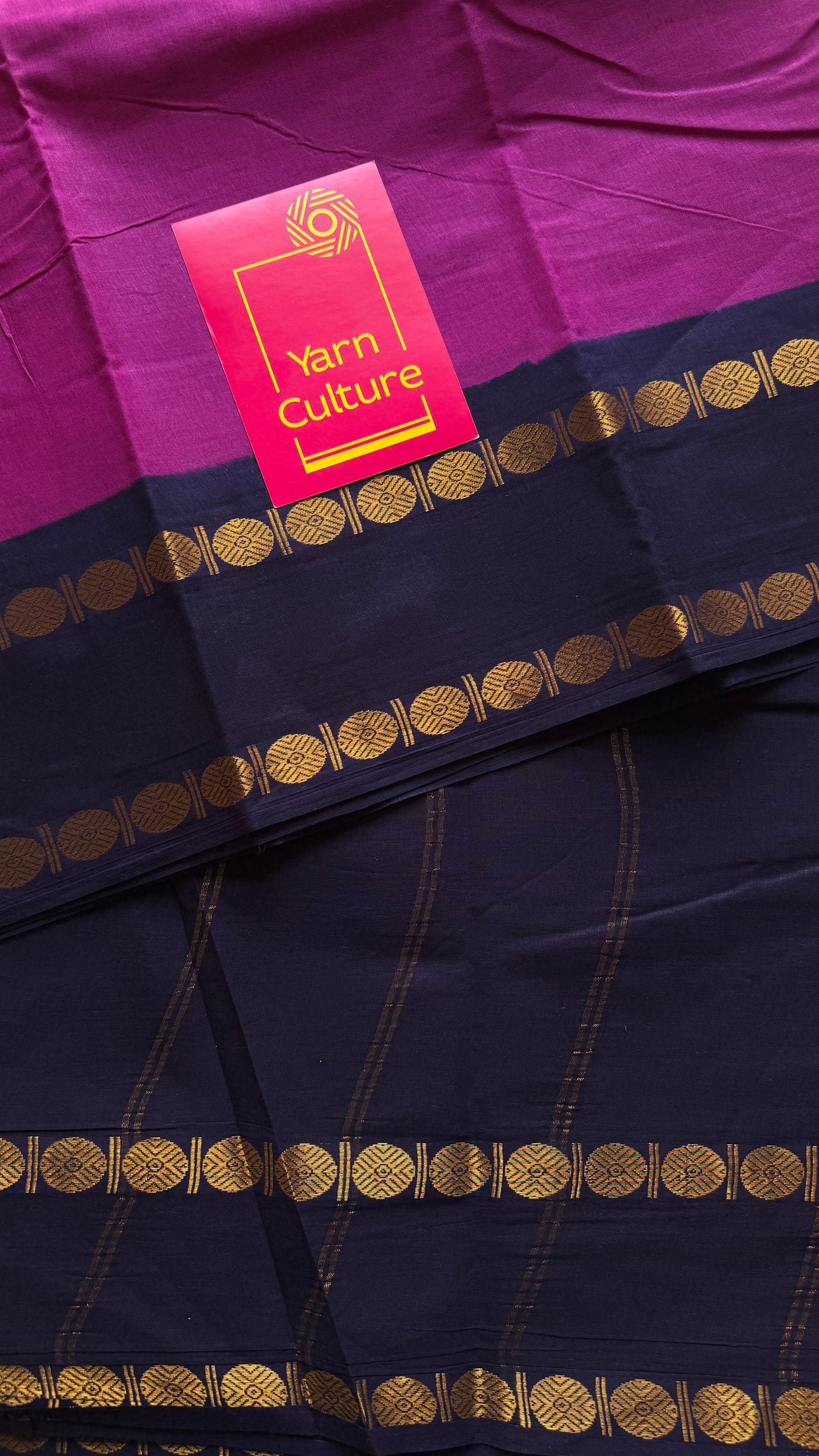 Purple pink with dark blue rudraksham motif border - Madurai Sungudi cotton YCCOTNSRC02