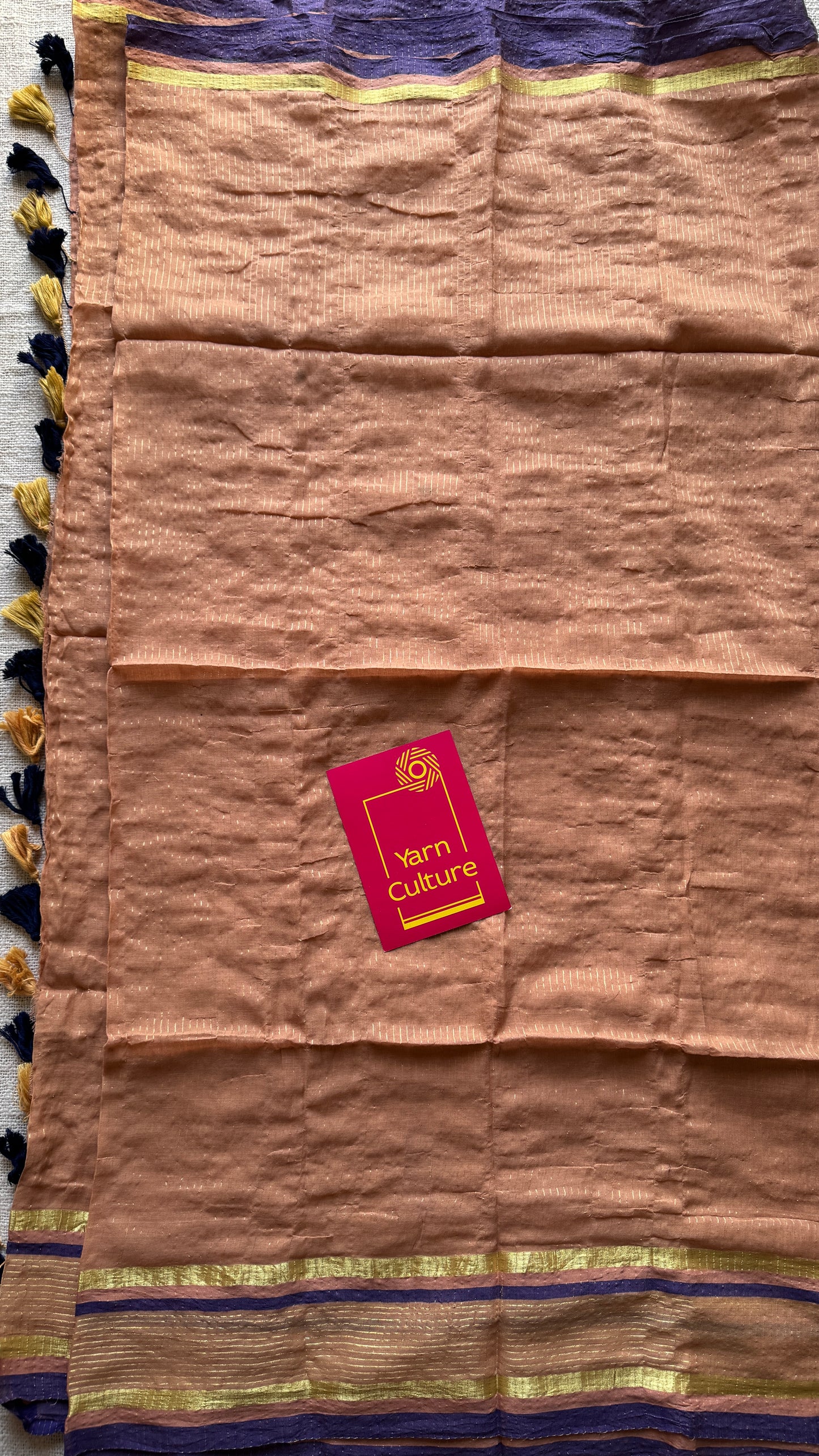Light peach with violet,zari stripes, mul cotton YCBCMCM08