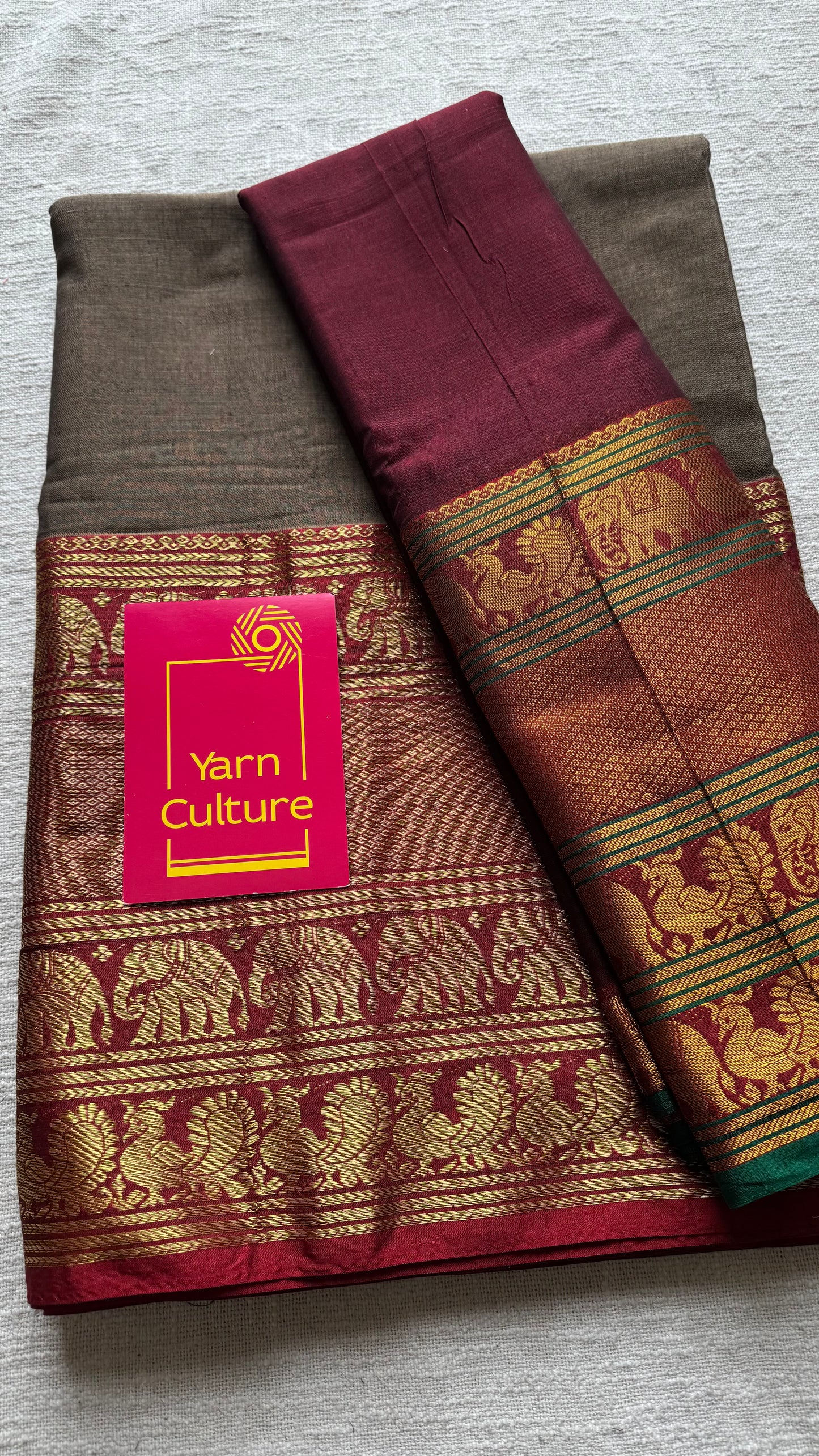 Maroon - Grey (dhavani), unstitched material, soft cotton - YCAHSN11