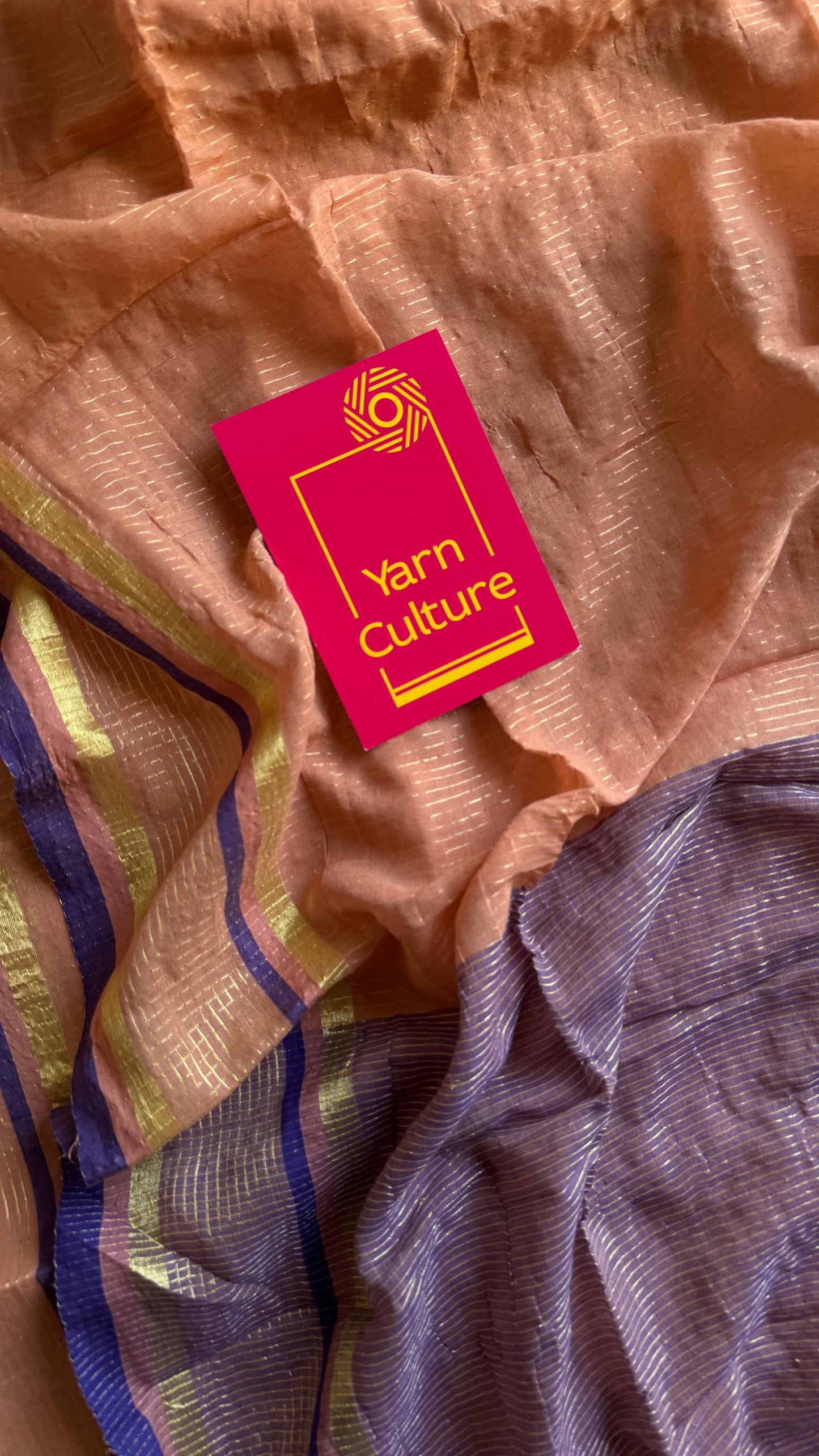 Light peach with violet,zari stripes, mul cotton YCBCMCM08
