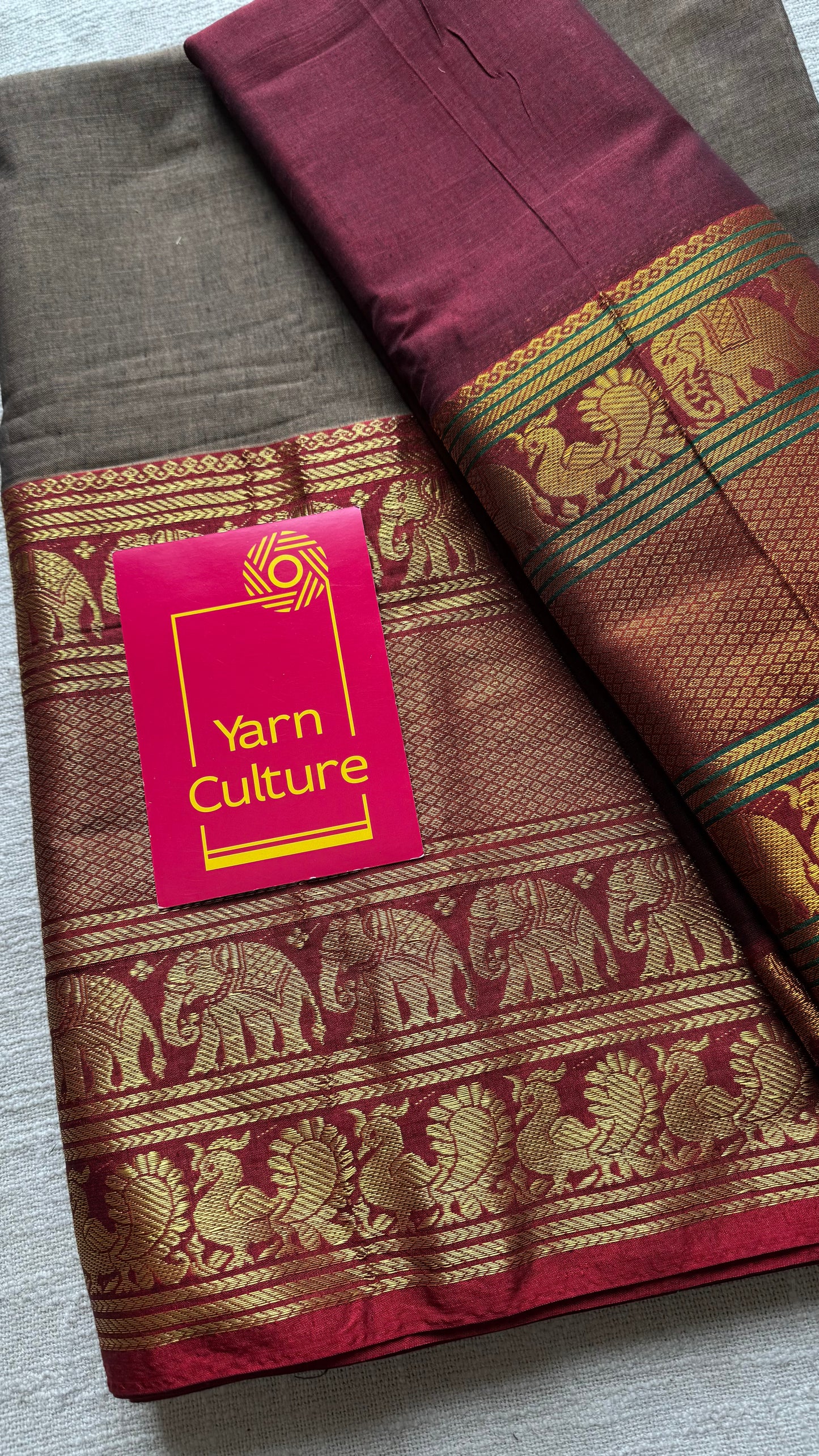 Maroon - Grey (dhavani), unstitched material, soft cotton - YCAHSN11
