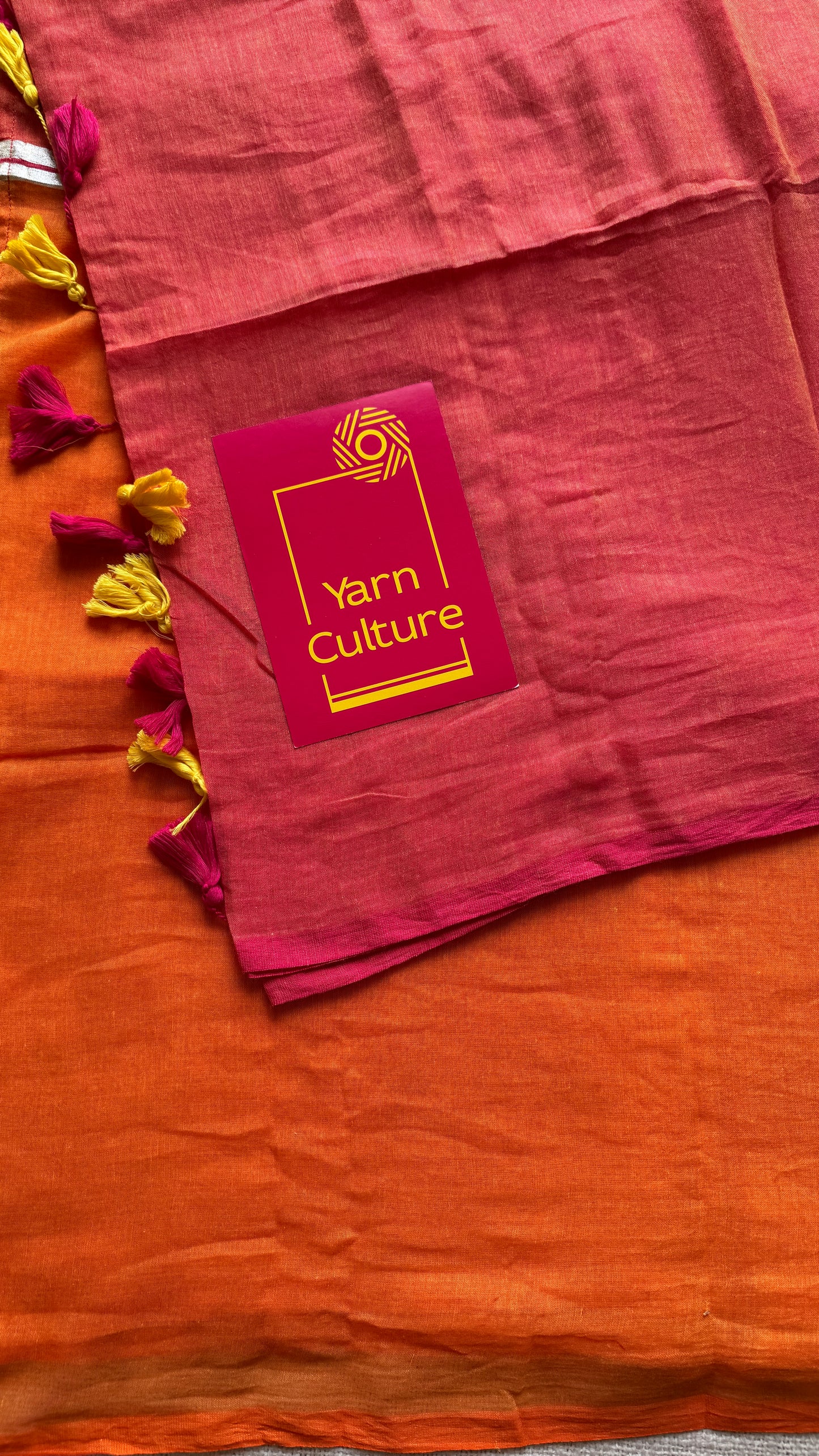 Light orange with watermelon pink, mul cotton YCBCMCM09