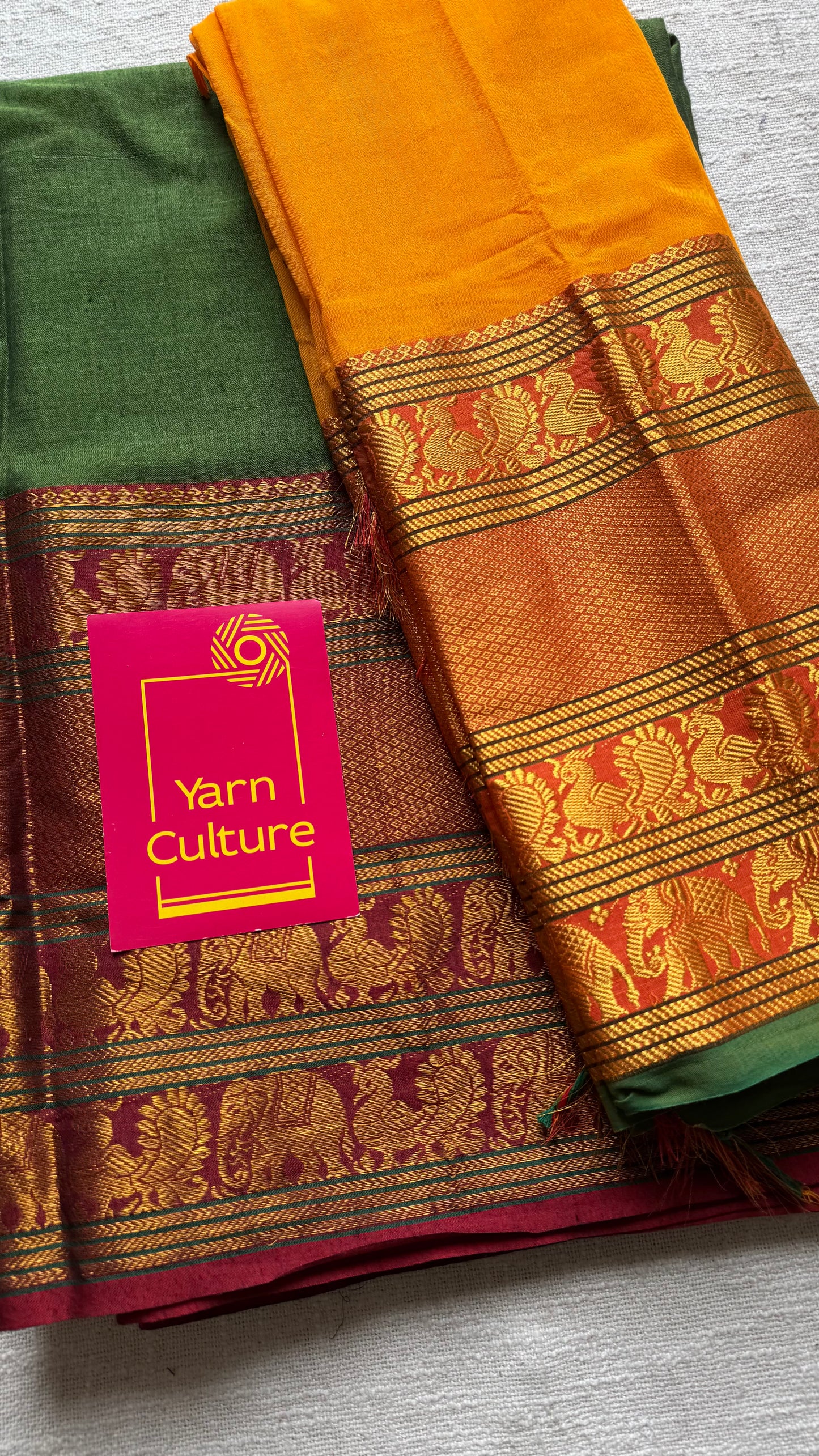 Yellow - Green (dhavani), unstitched material, soft cotton - YCAHSN16
