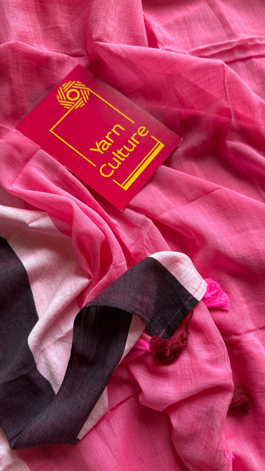 Pink with cream and dark purple border, mul cotton YCBCMCM05