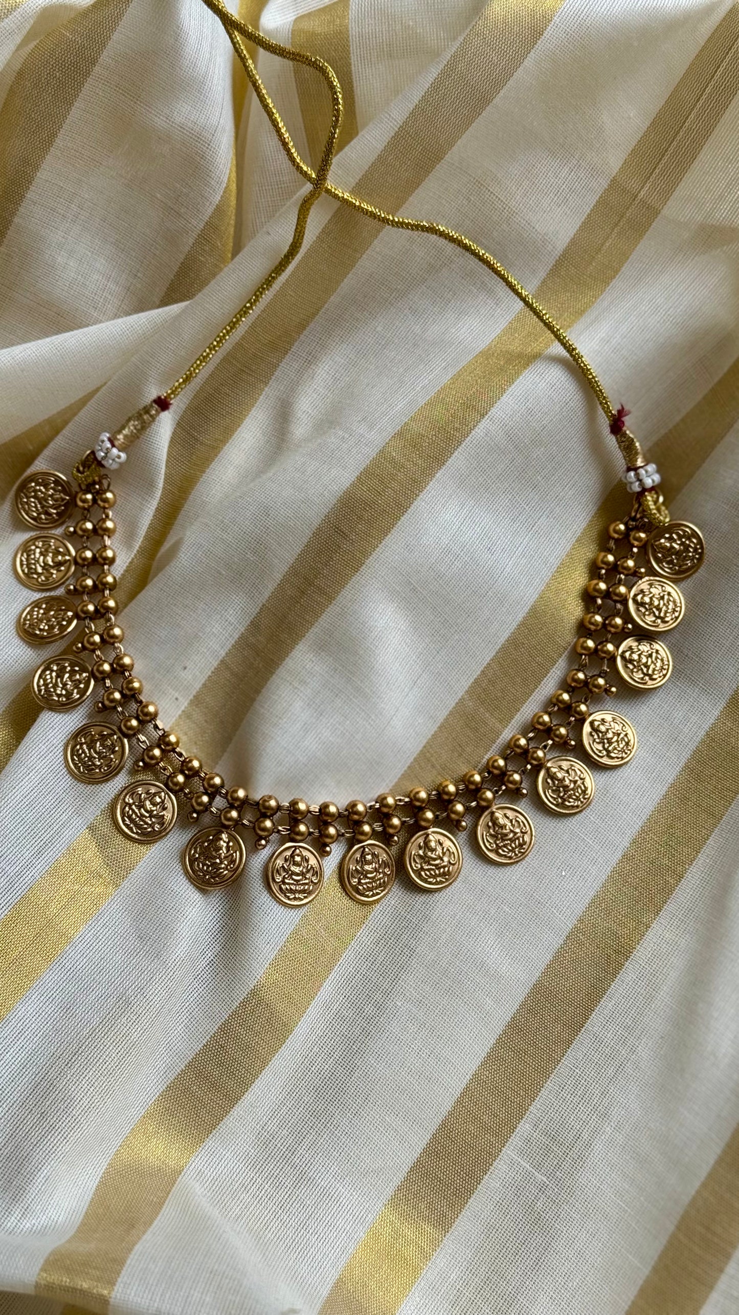 Antique gold, coin necklace with jhumka - YCAGC22