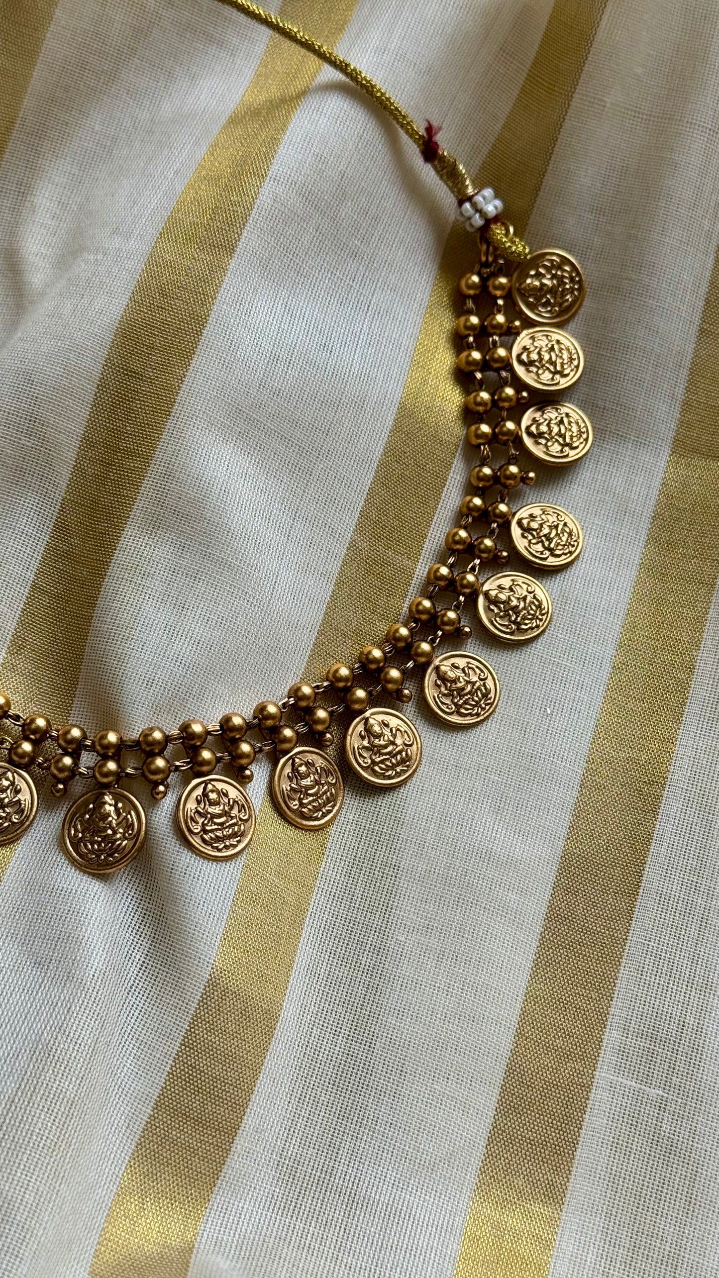 Antique gold, coin necklace with jhumka - YCAGC22