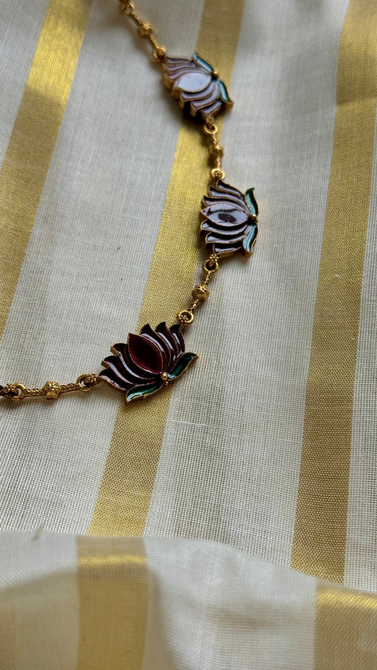 Dark red lotus pendant necklace - YCAGC30