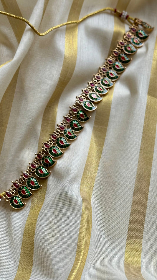 Dark green mango shaped pendant necklace - YCAGC34