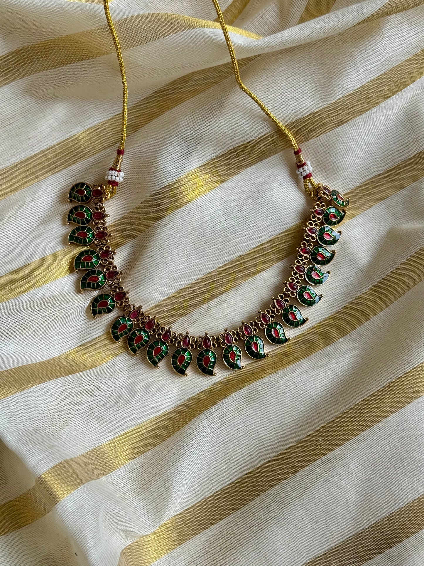 Dark green mango shaped pendant necklace - YCAGC34