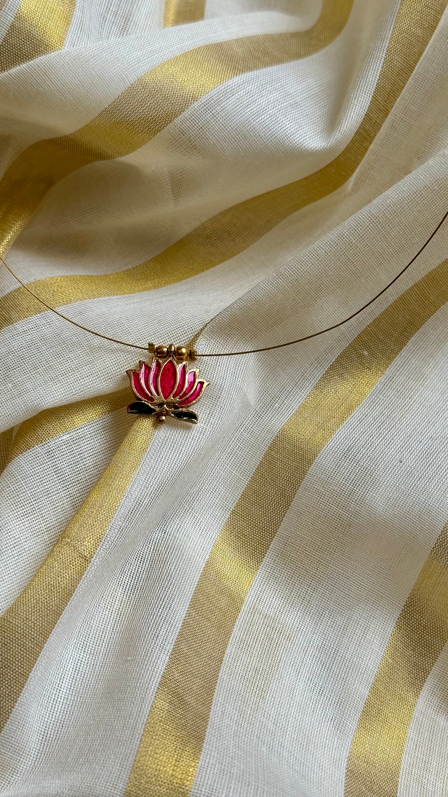 Single pink lotus pendant, invisible chain - YCAGC35