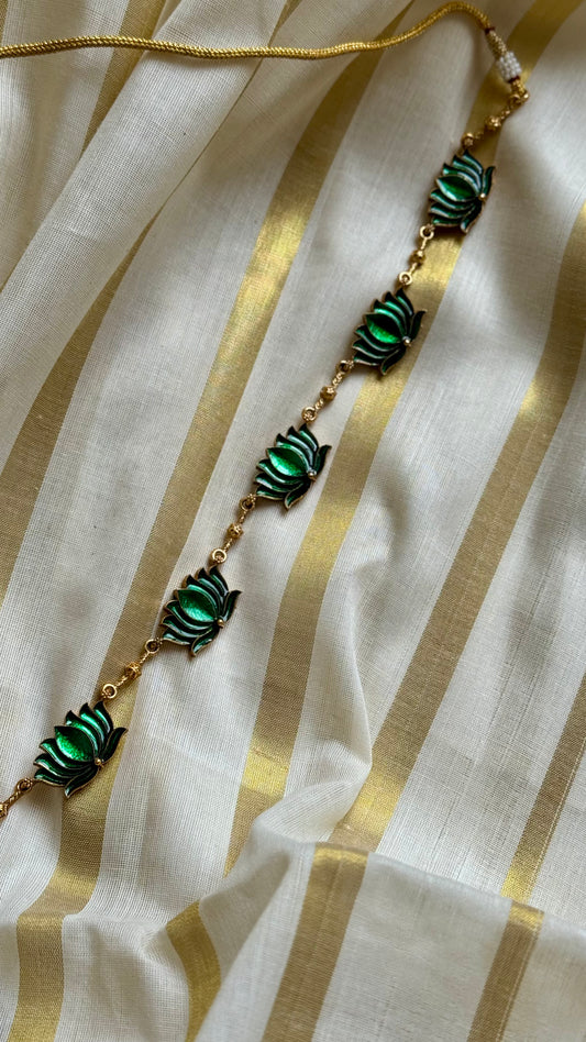 Dark green lotus pendant necklace - YCAGC46