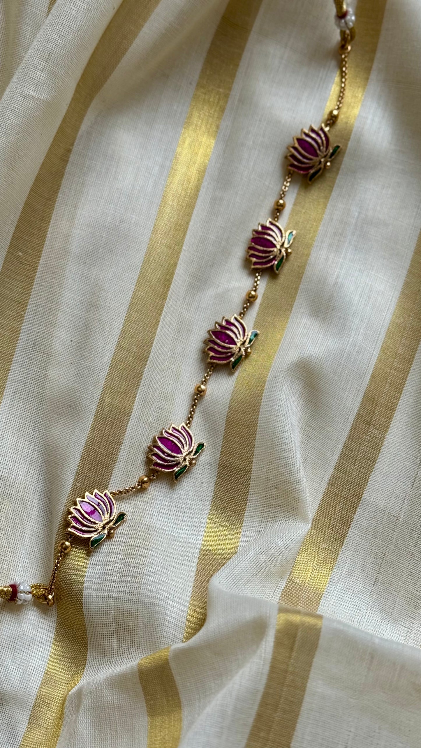 Purple pink (vadamalli) lotus chain, necklace - YCAGC47