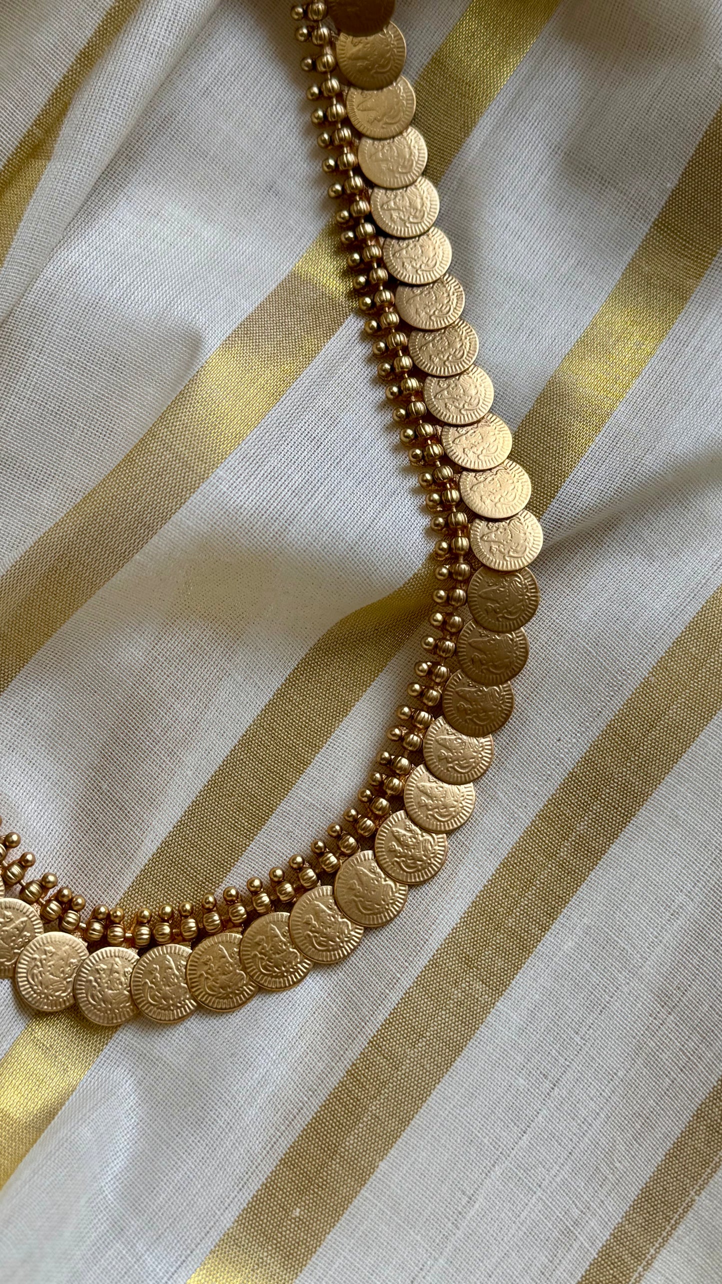Single layer antique gold coin long neckpiece - YCAGC26
