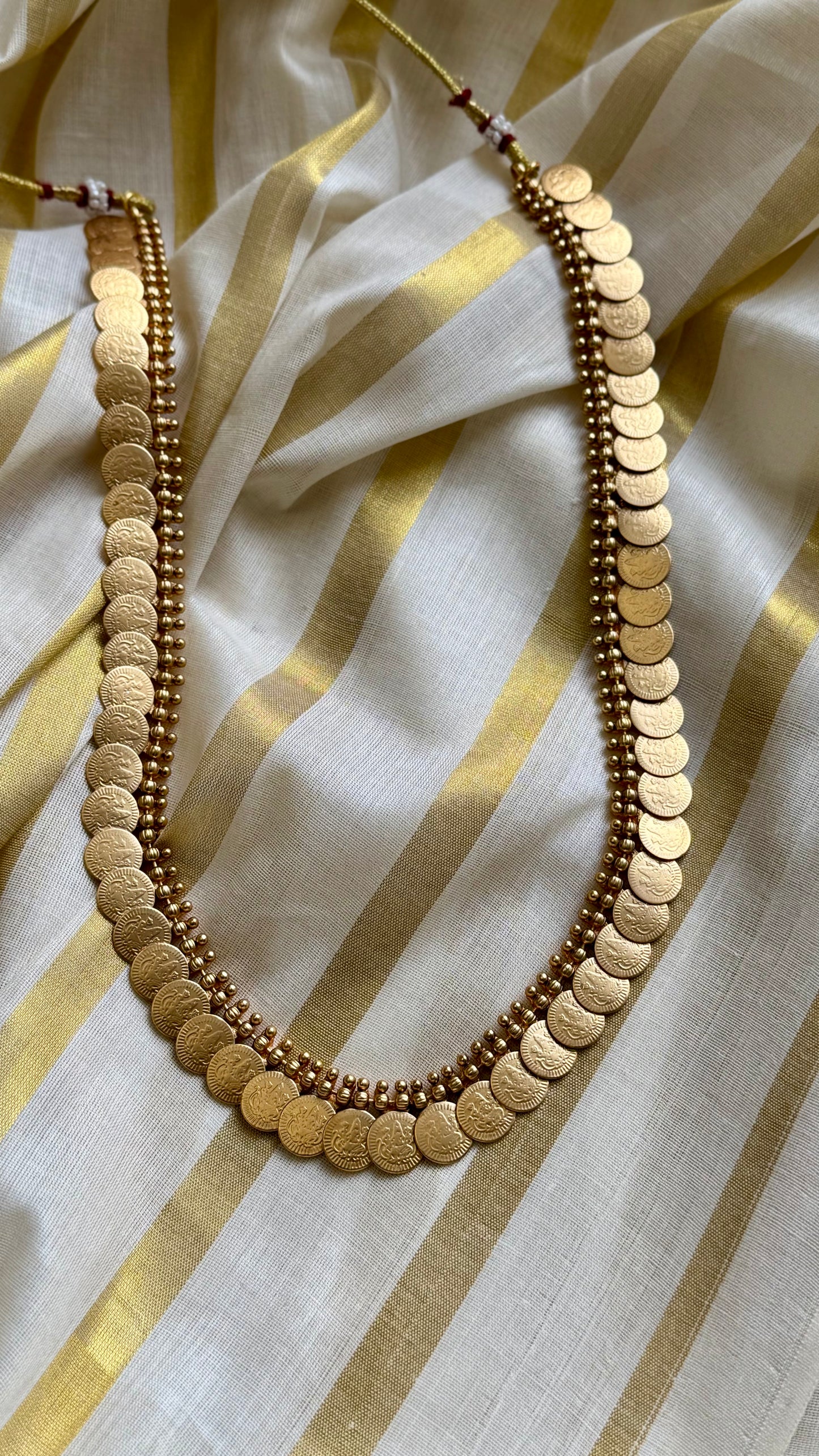 Single layer antique gold coin long neckpiece - YCAGC26