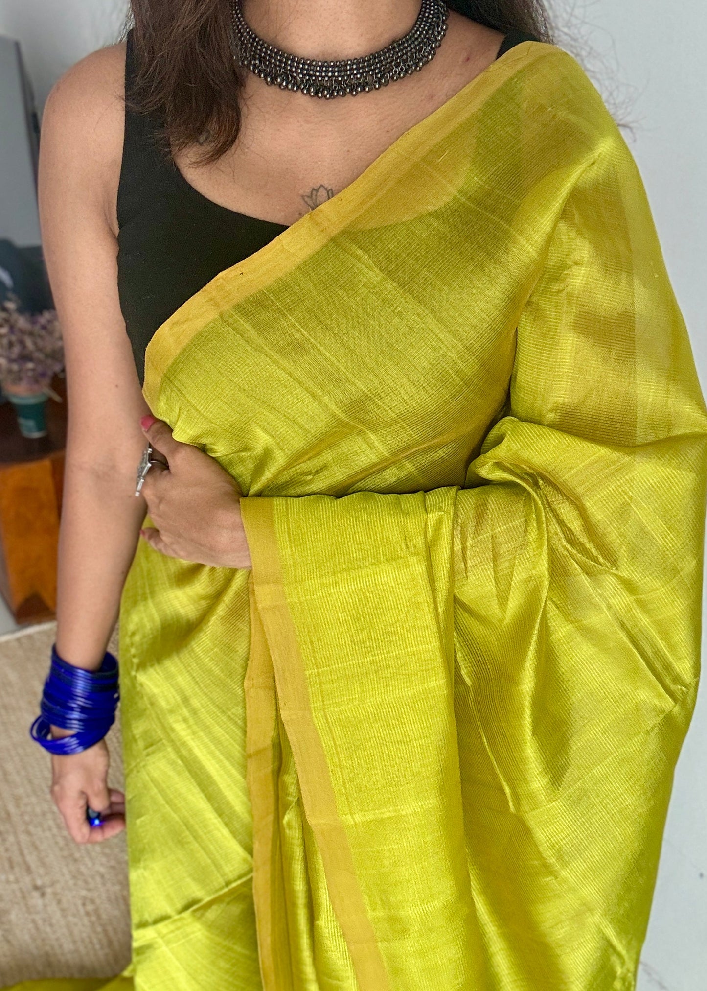 Plain lime green, mangalgiri silk cotton, handwoven, soft, light weight - YCWOTDMSCM10