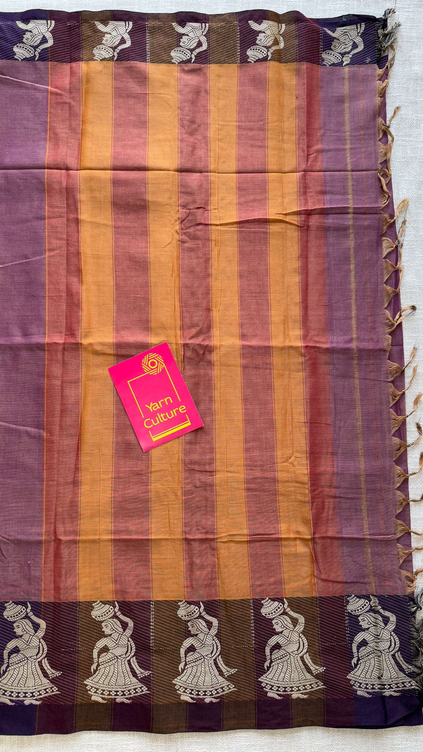 Dual Tone Lavender Pink with motif border - Narayanpet Soft Cotton YCWOTDNP01