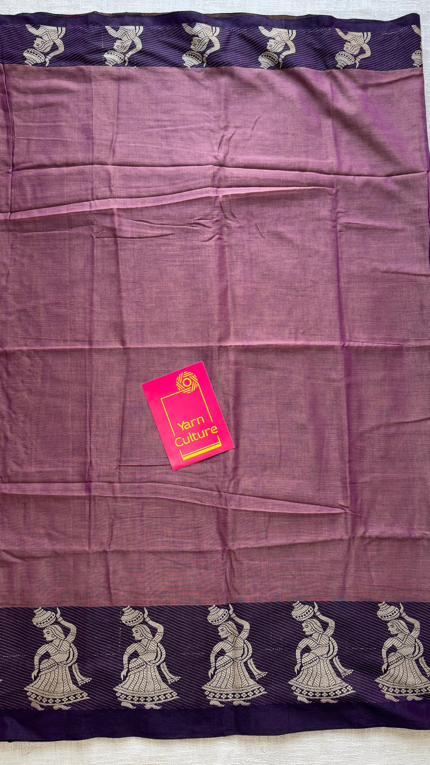 Dual Tone Lavender Pink with motif border - Narayanpet Soft Cotton YCWOTDNP01