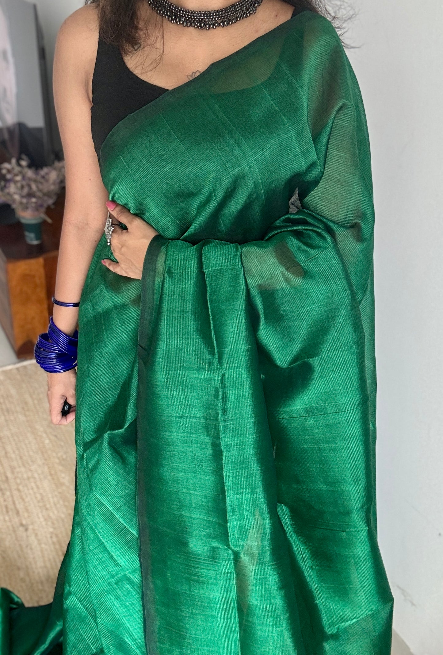 Plain green, mangalgiri silk cotton, handwoven, soft, light weight- YCWOTDMSCM14