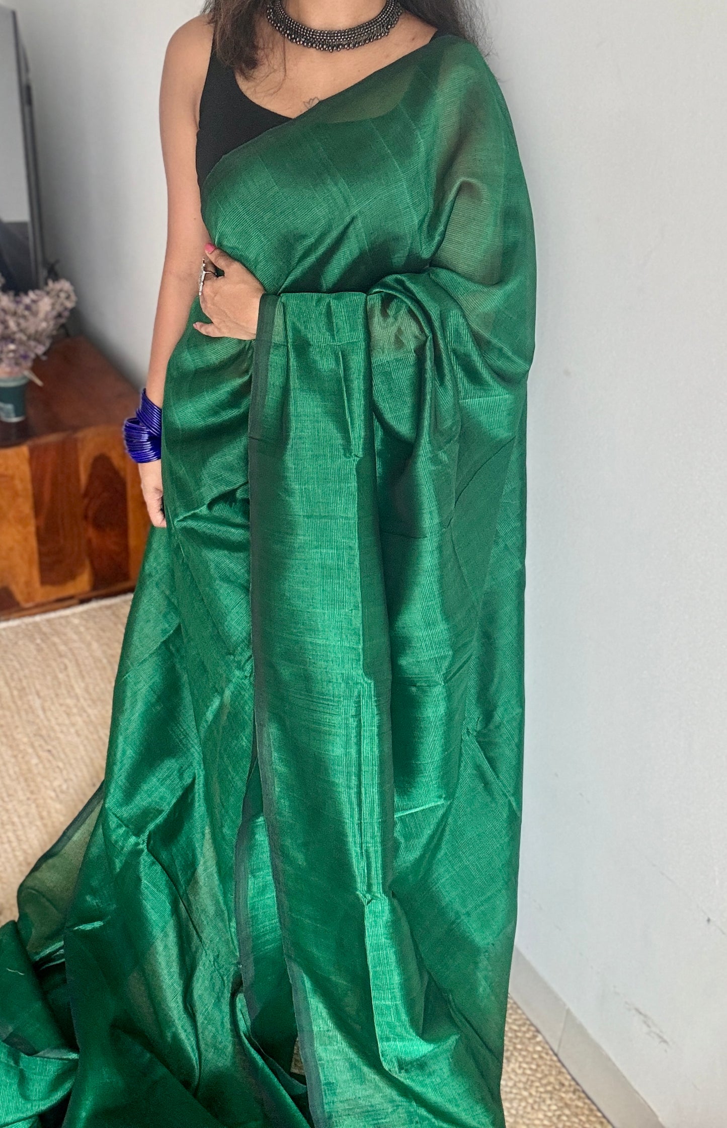 Plain green, mangalgiri silk cotton, handwoven, soft, light weight- YCWOTDMSCM14