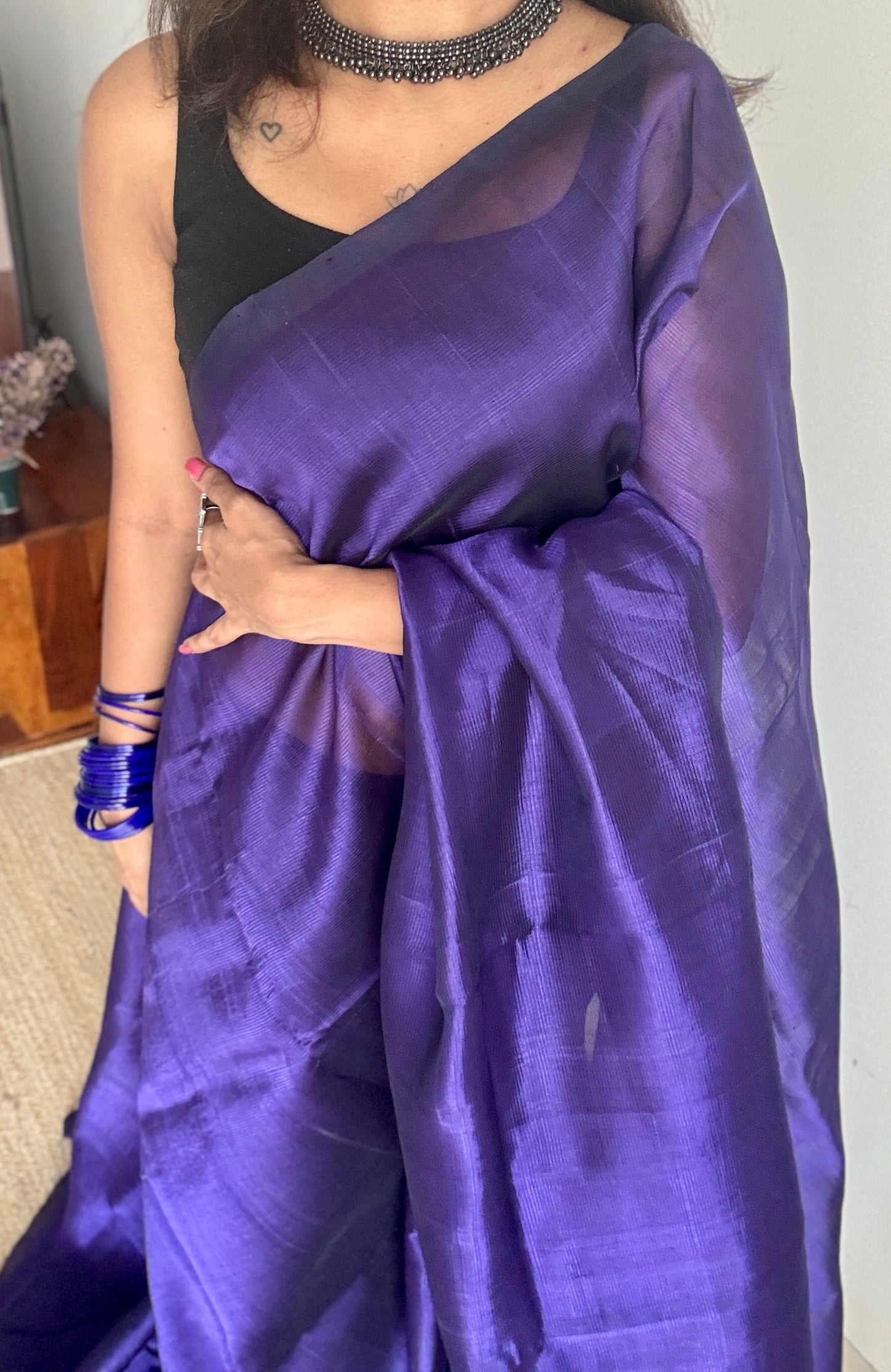 Plain violet, mangalgiri silk cotton, handwoven, soft, light weight - YCWOTDMSCM12