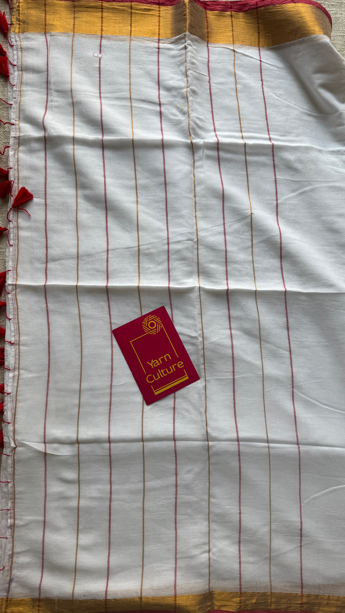 White with Gold Zari - Mul Cotton YCBCM06