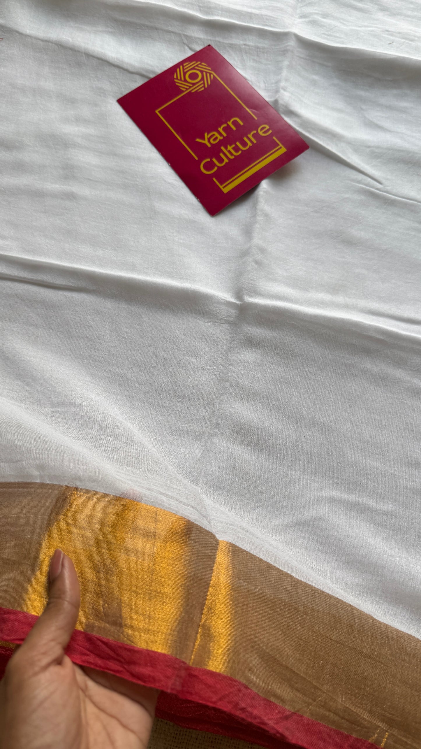 White with Gold Zari - Mul Cotton YCBCM06