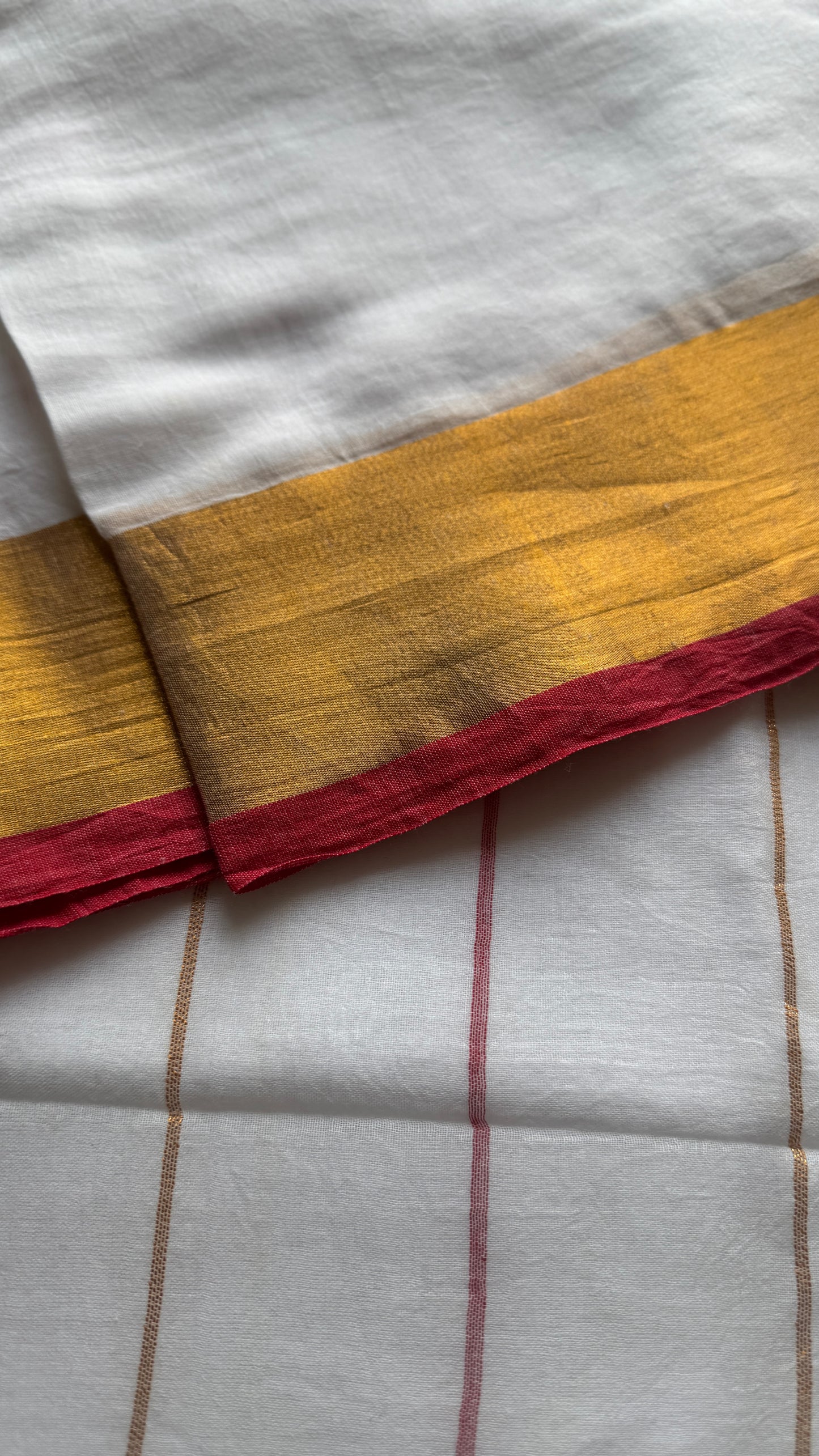 White with Gold Zari - Mul Cotton YCBCM06
