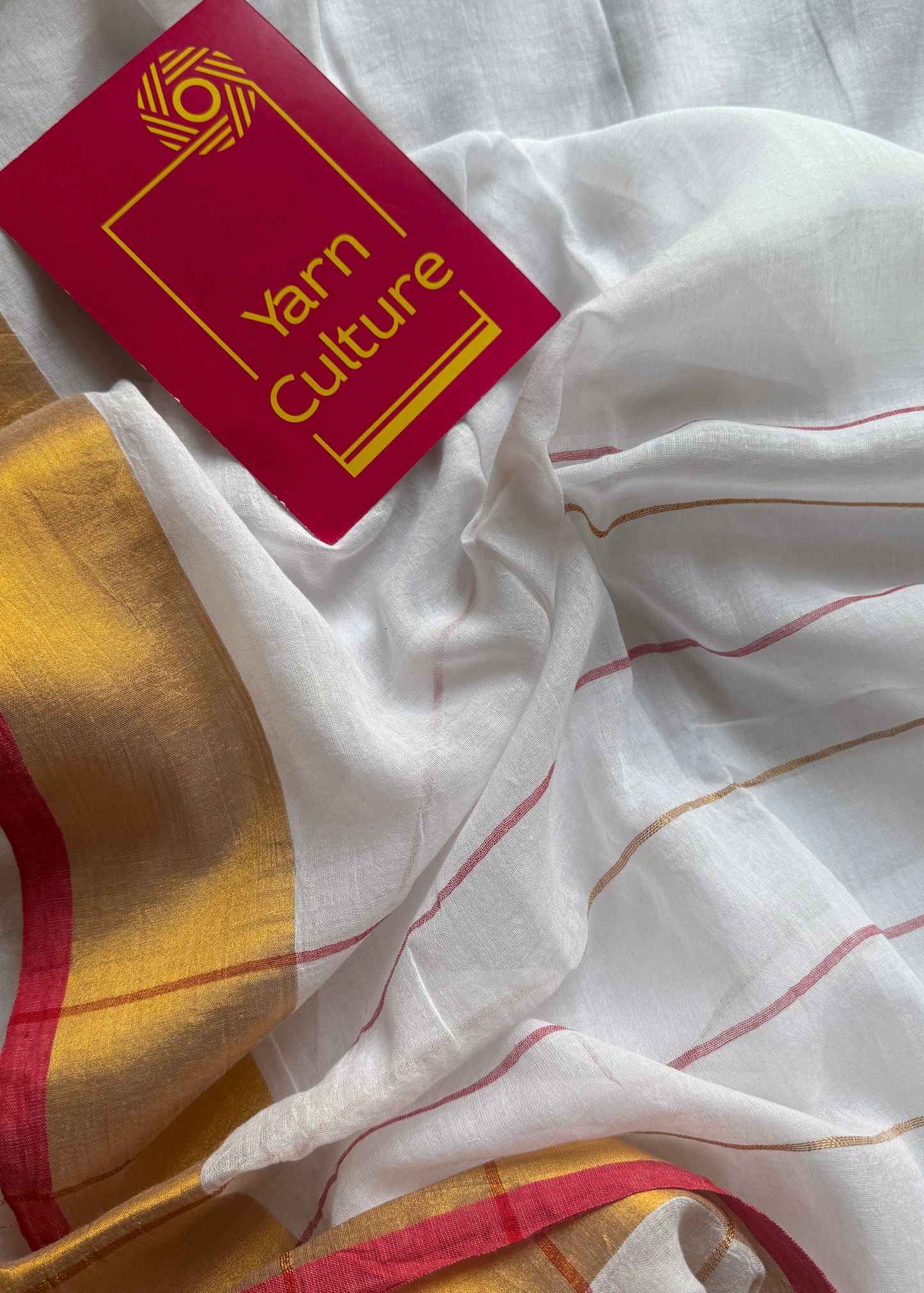 White with Gold Zari - Mul Cotton YCBCM06