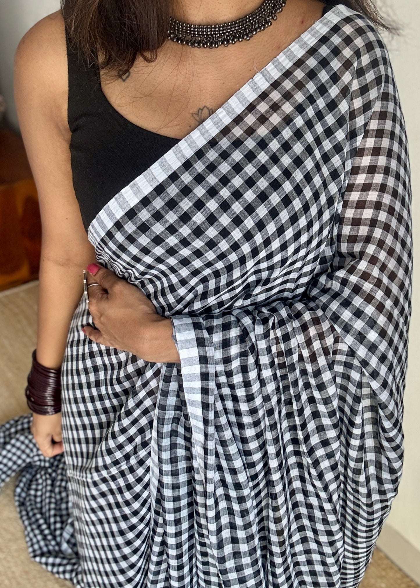 Black and white checks, mul cotton YCBCMCM11