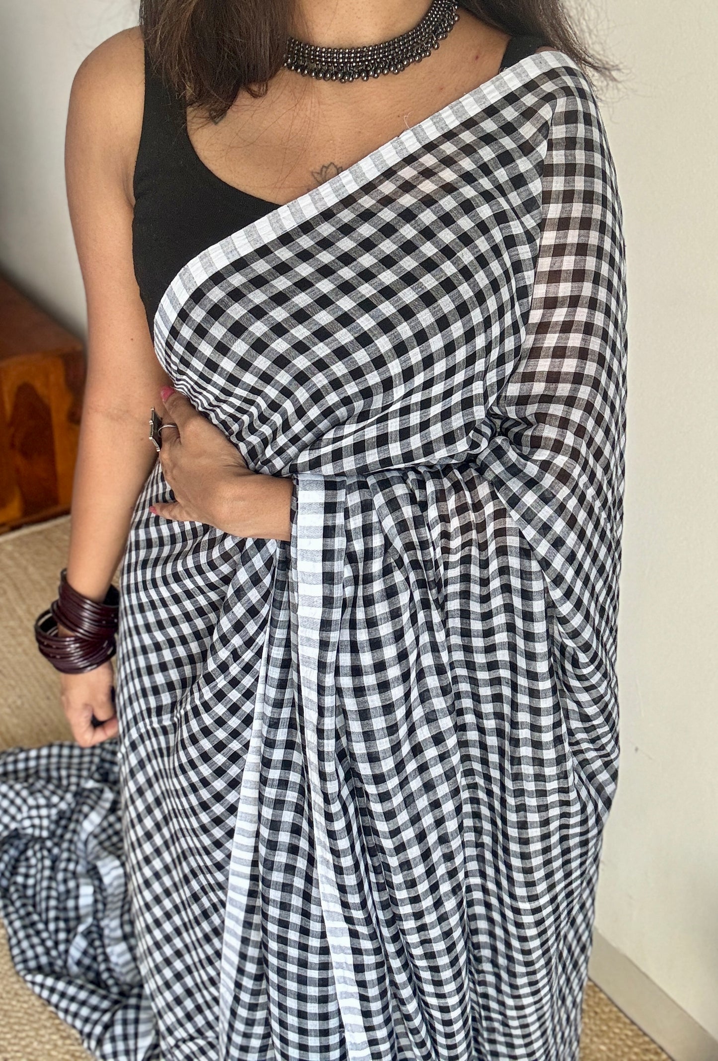 Black and white checks, mul cotton YCBCMCM11