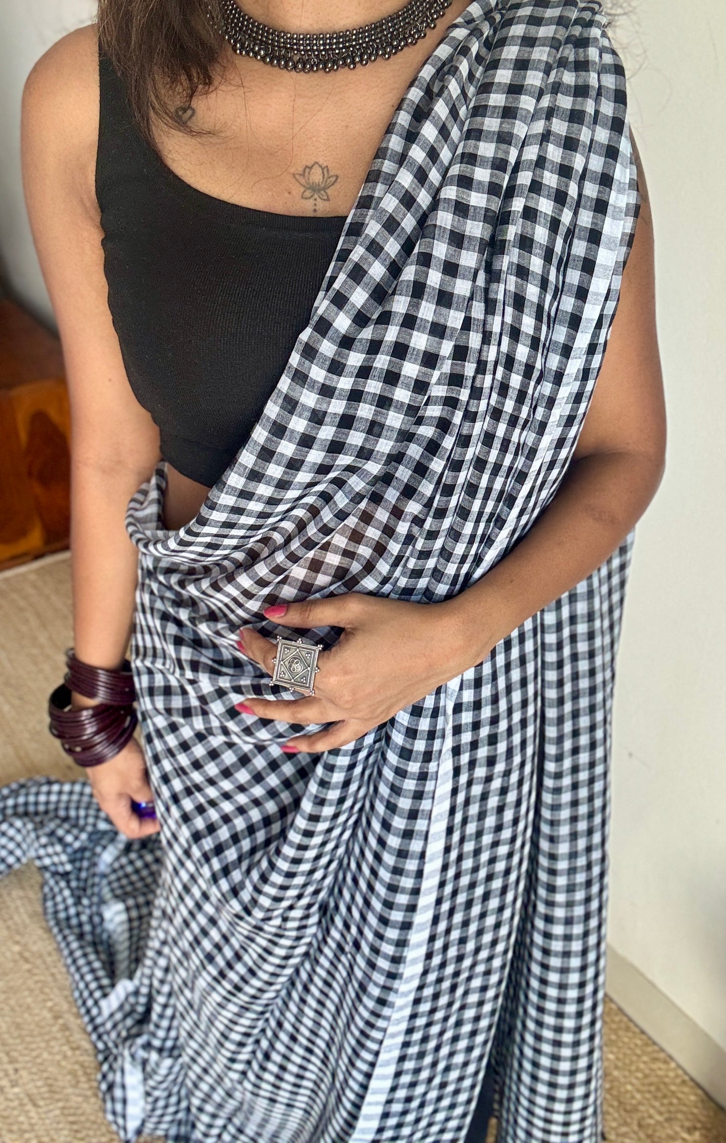 Black and white checks, mul cotton YCBCMCM11