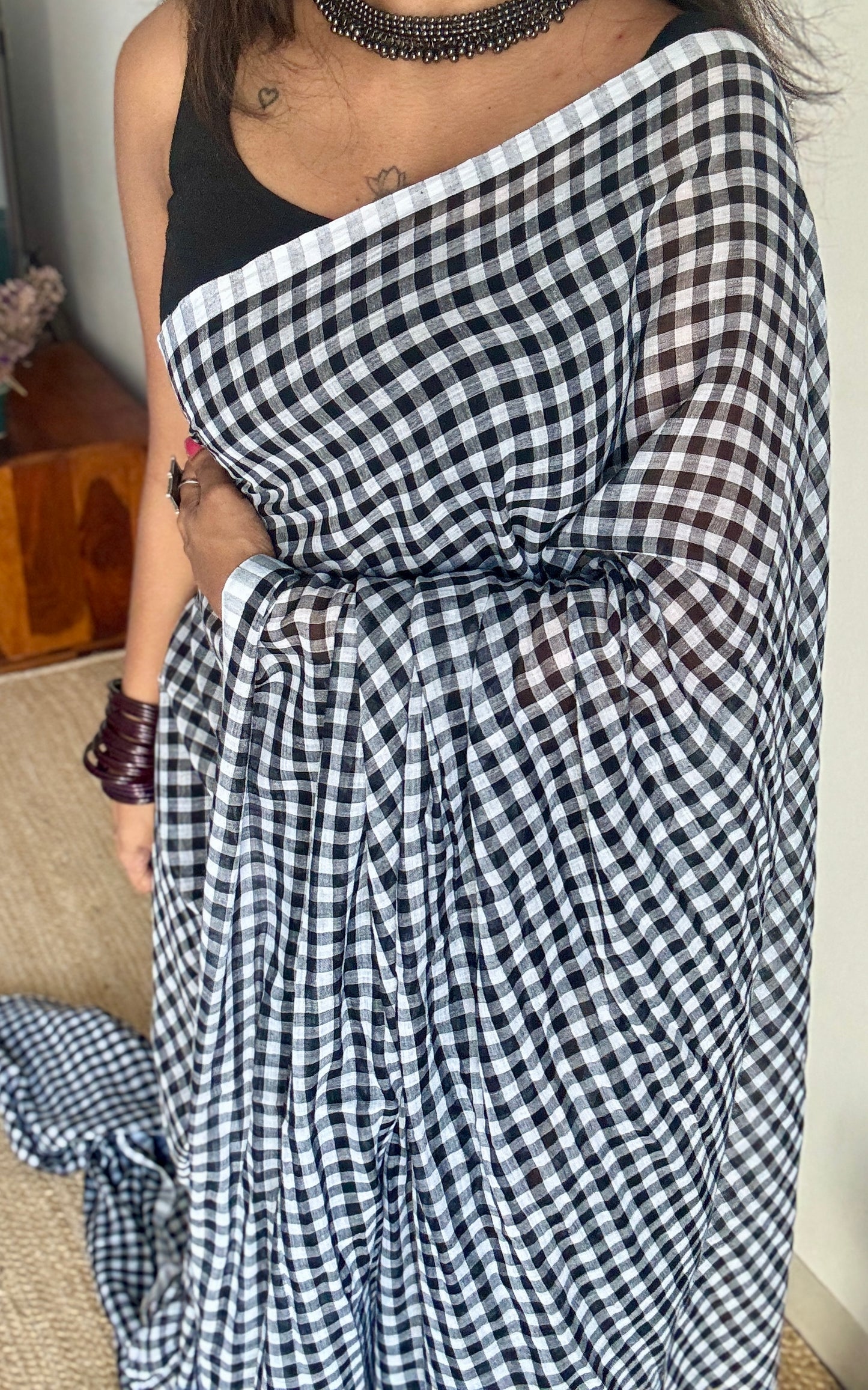 Black and white checks, mul cotton YCBCMCM11