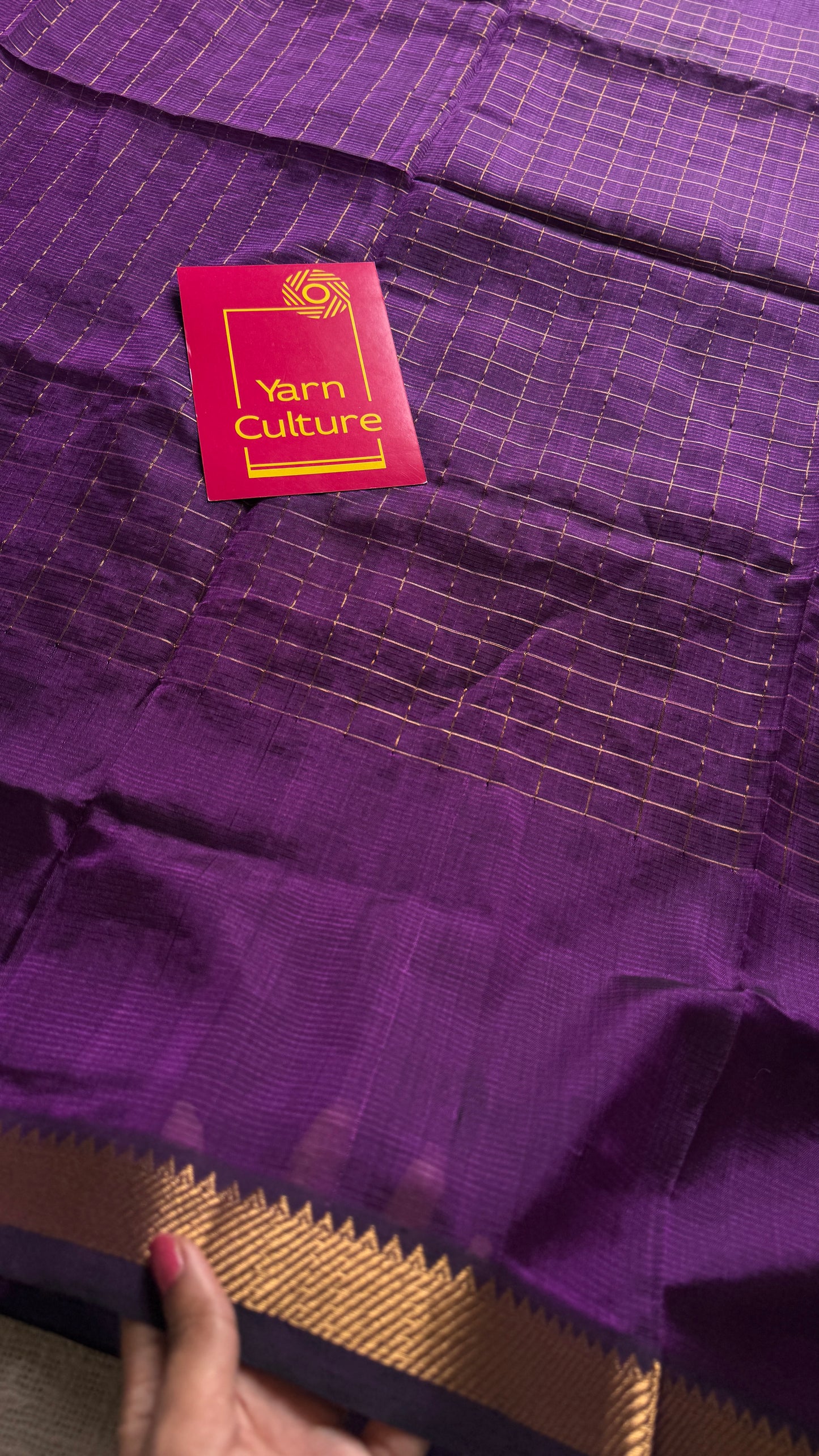 Purple pink (vadamalli) checks, mangalgiri silk by silk, handwoven, soft, light weight- YCWOTDMSCM18